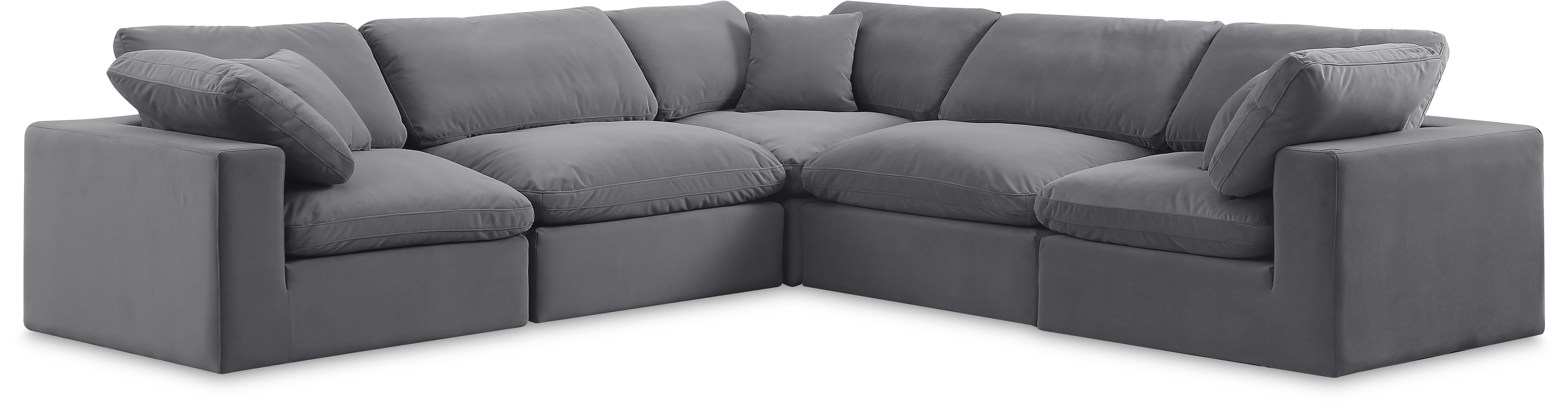 Comfy - 5 Piece Velvet Modular Corner Sectional - Dark Gray