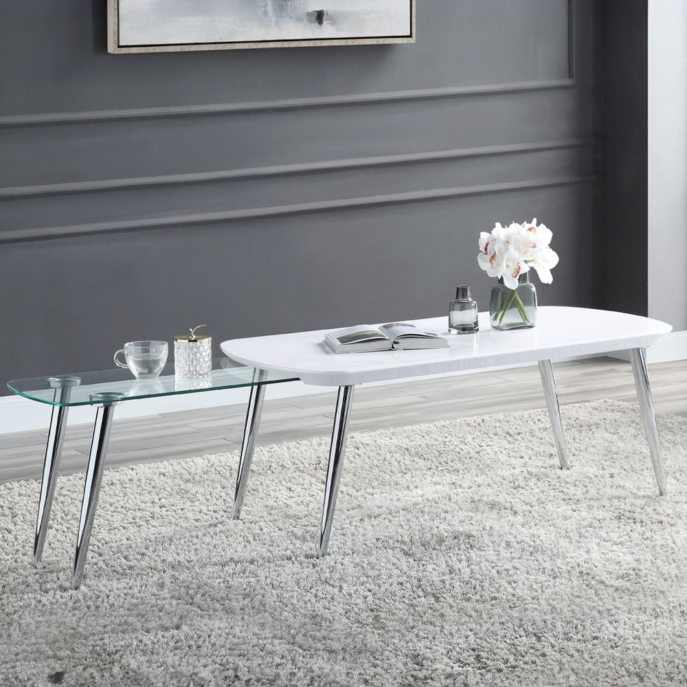 Patina - Coffee Table - White & Chrome, white