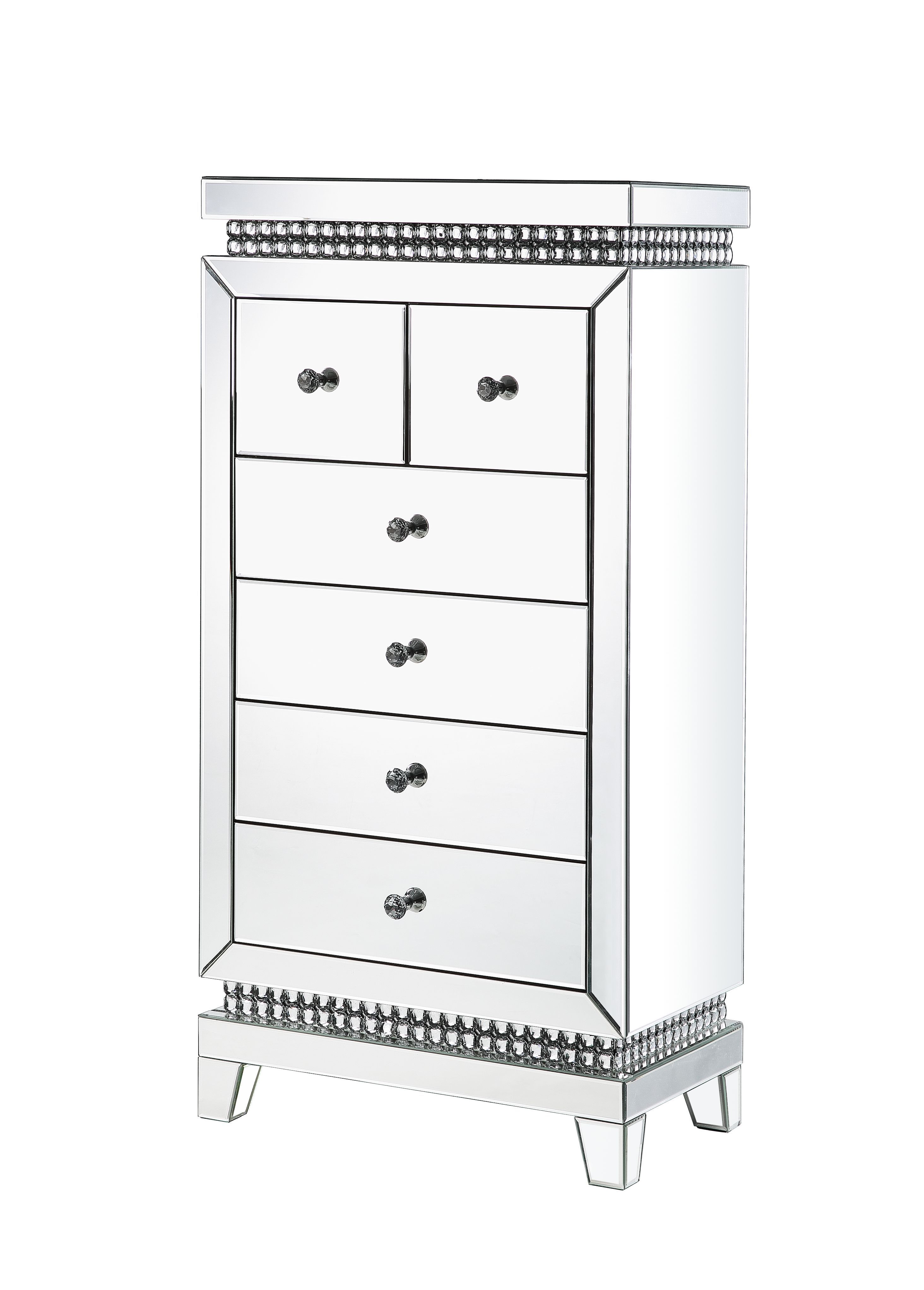 Lotus - Cabinet - Mirrored, Faux Ice Cube Crystals, silver