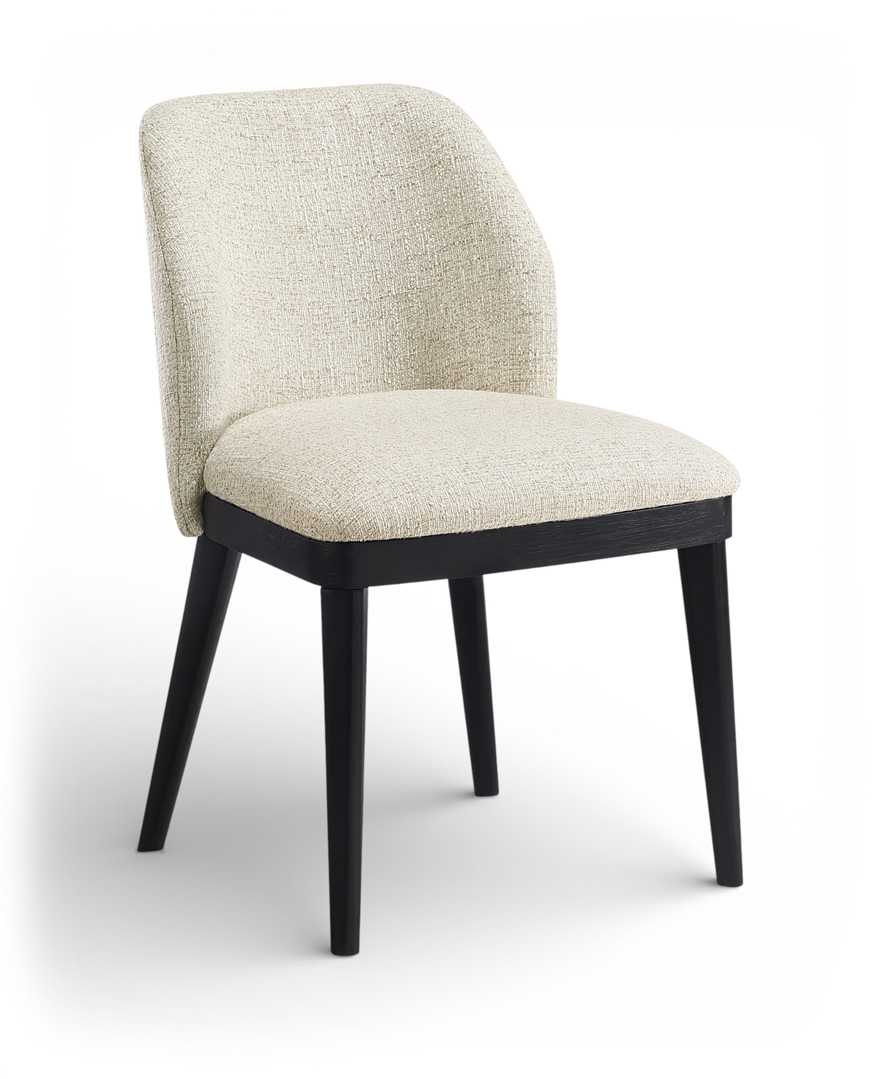 Valeo - Linen Textured Fabric Upholstered Dining Chair (Set of 2) - Beige / Painted Black