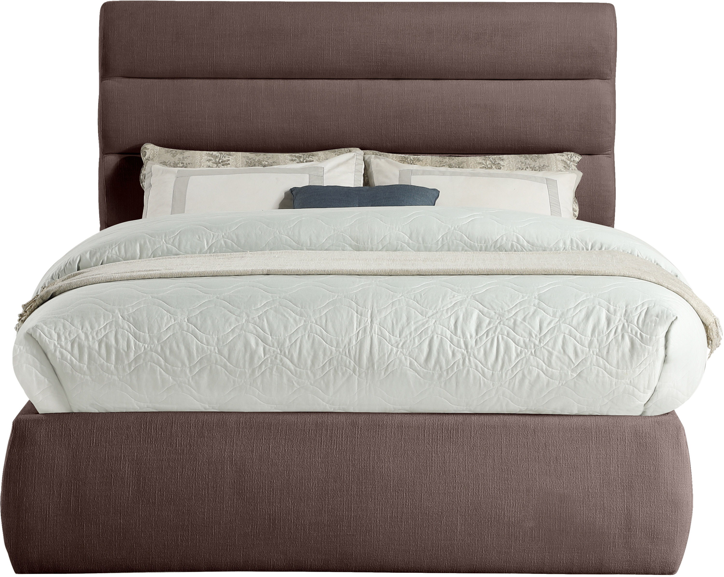 Adam - Linen Fabric Full Bed With 52" Headboard - Brown