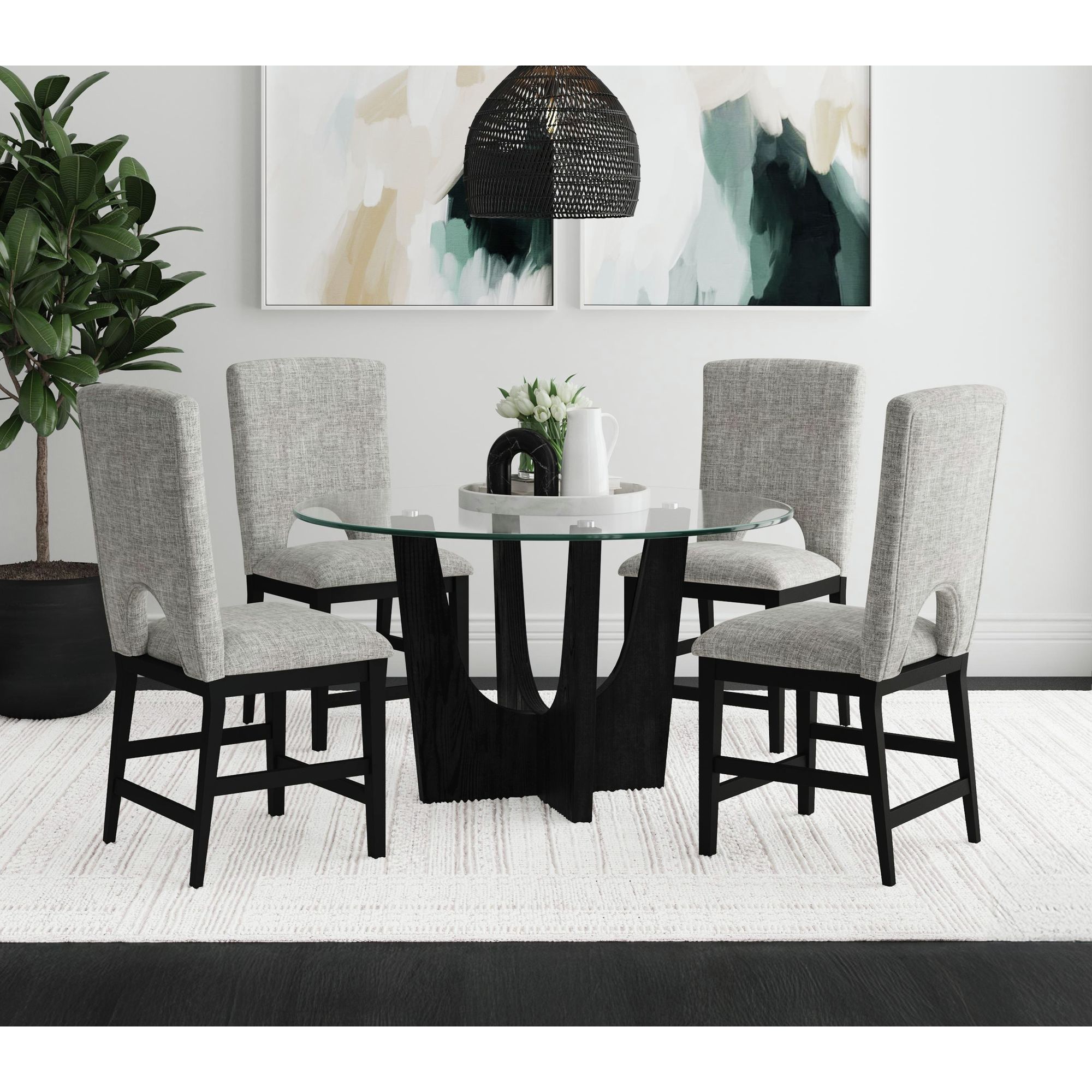 Oregon - Round Counter Table With Glass Top - Black