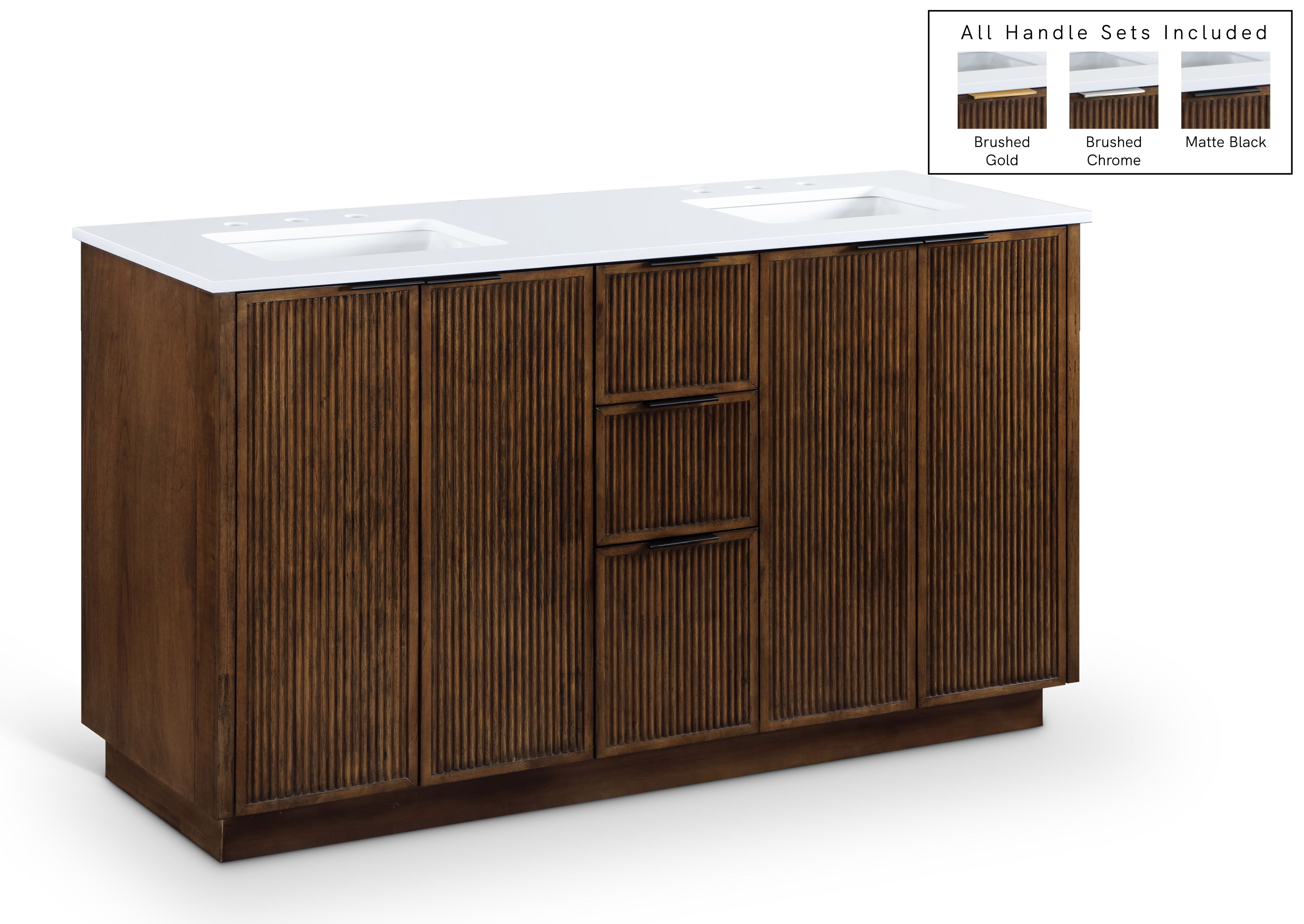 Willard - Engineered Stone And Solid Wood 60" Bathroom Vanity - Brown