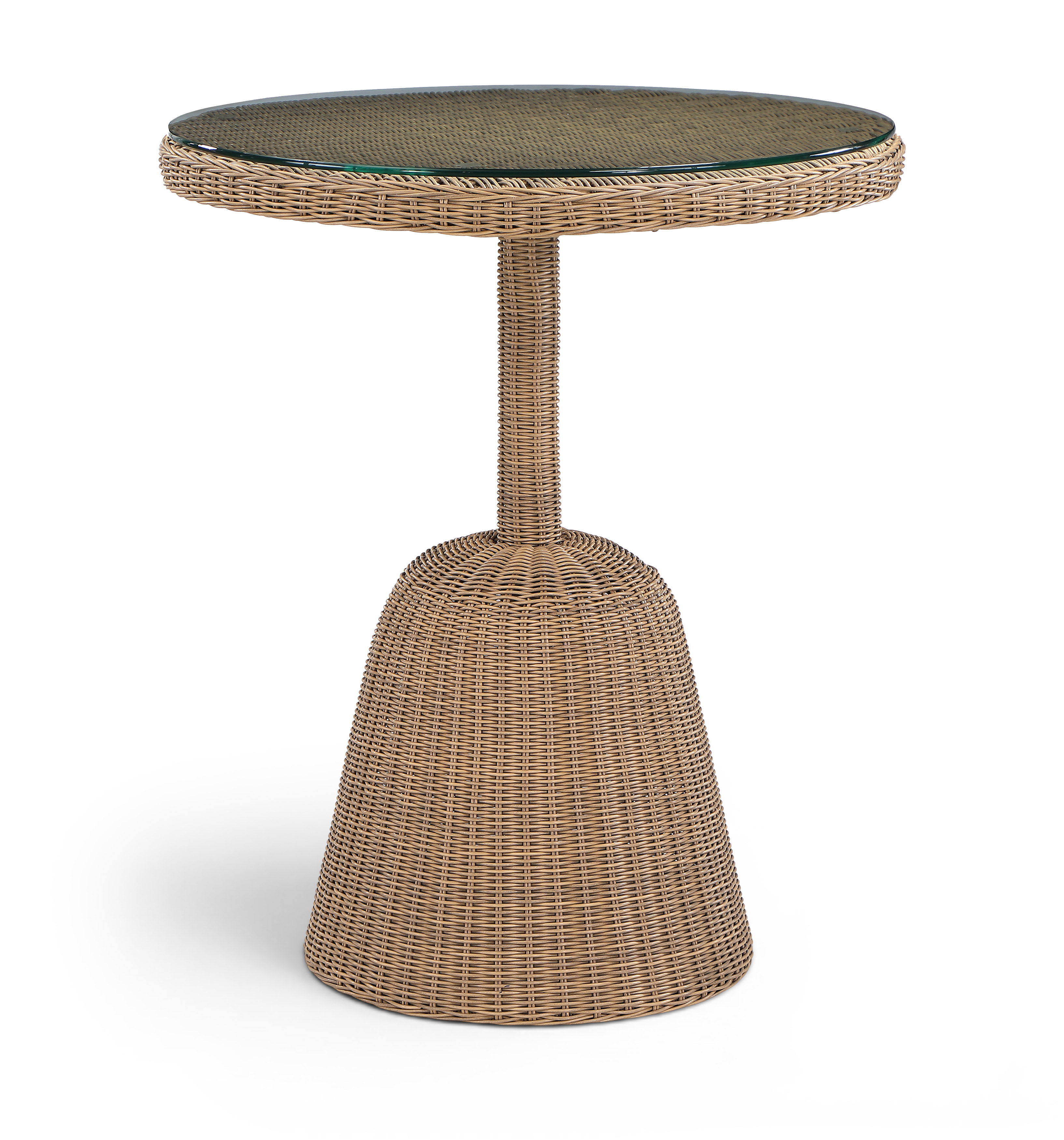 Seacrest - 36" Tempered Glass Top And Wicker Outdoor Patio Counter Height Table - Natural