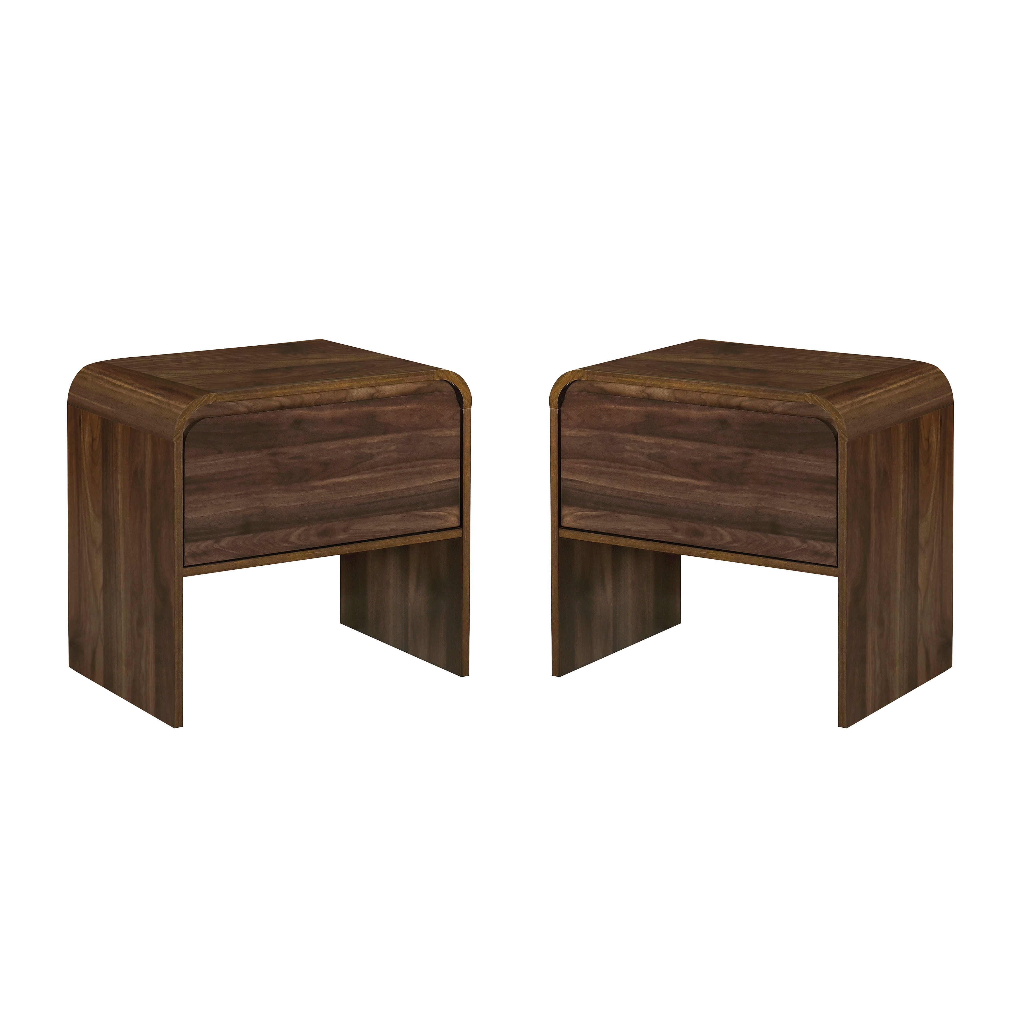 Mara - One Drawer End Table / Bedside Table (Set of 2) - Walnut