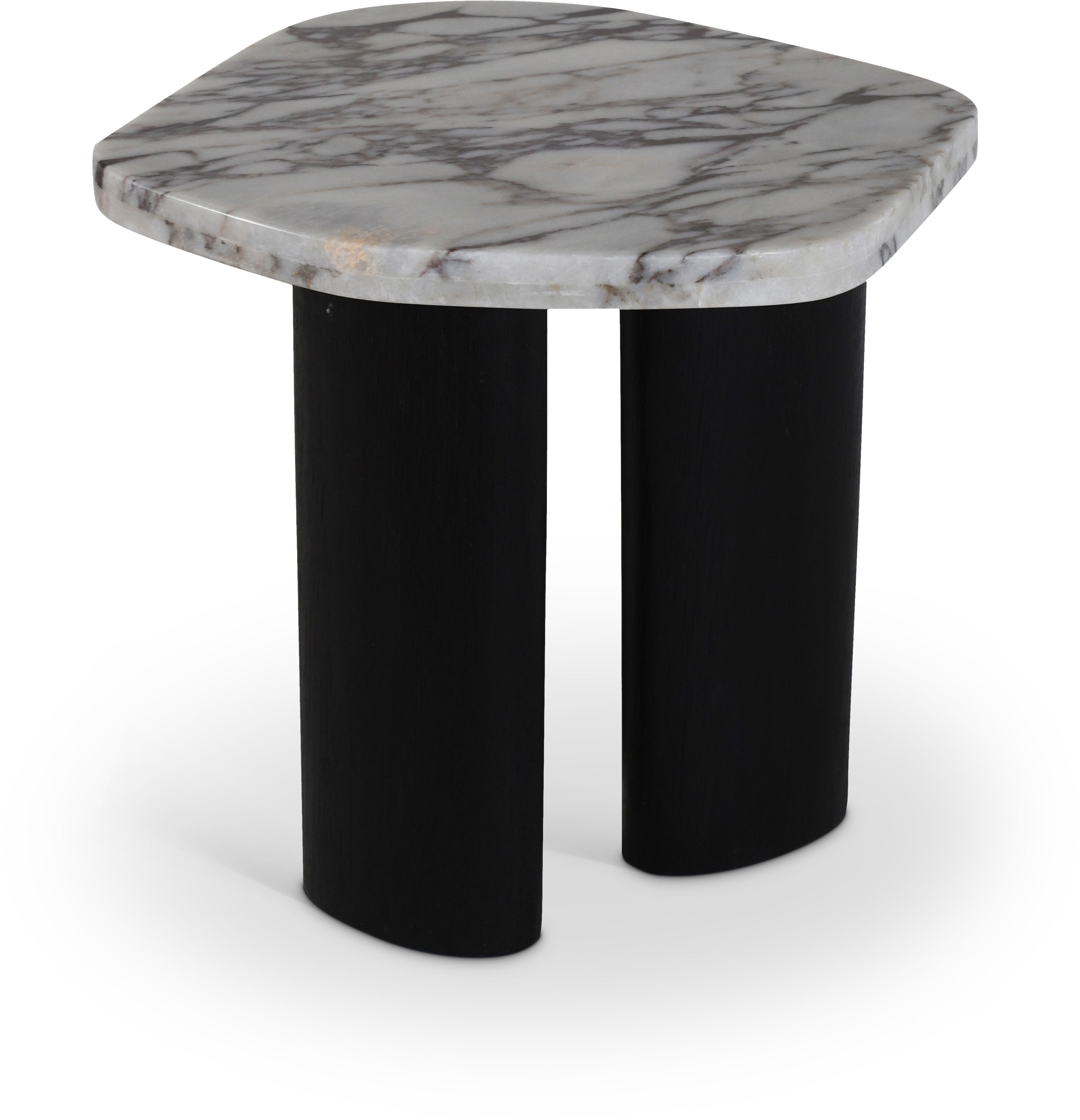 Puglia - Marble Top And Oak Wood Base End Table - White