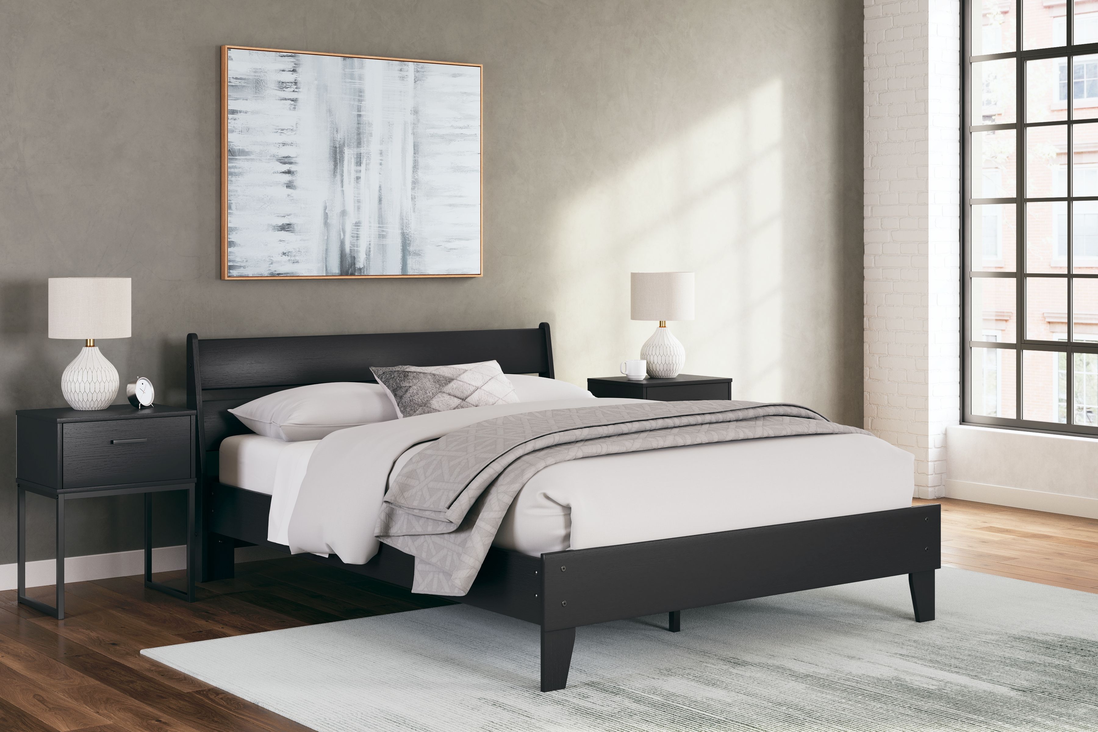 Socalle - Queen Panel Platform Bed - Black