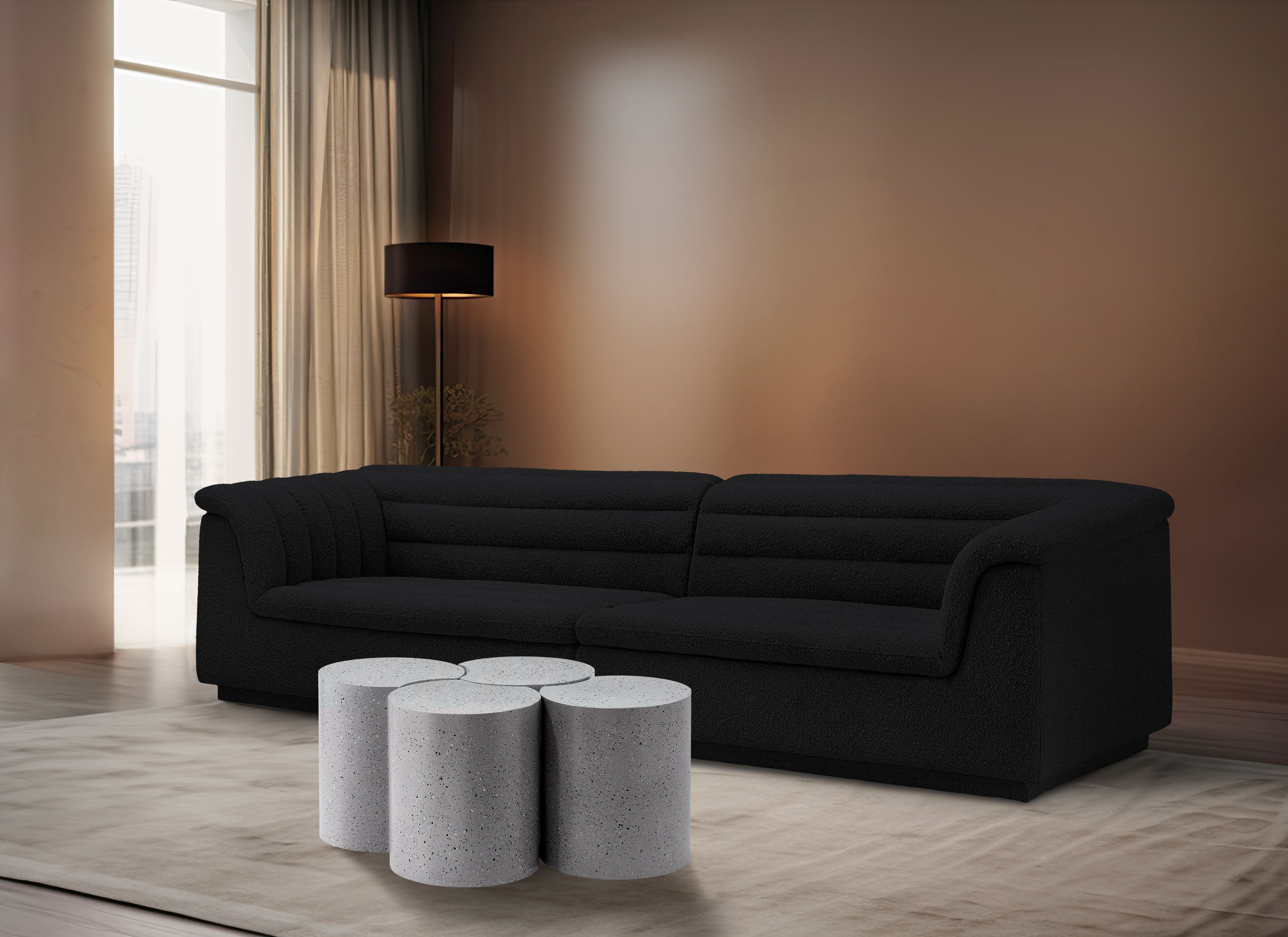 Dimple - 20" 4 Piece Modular Coffee Table - White Terazzo