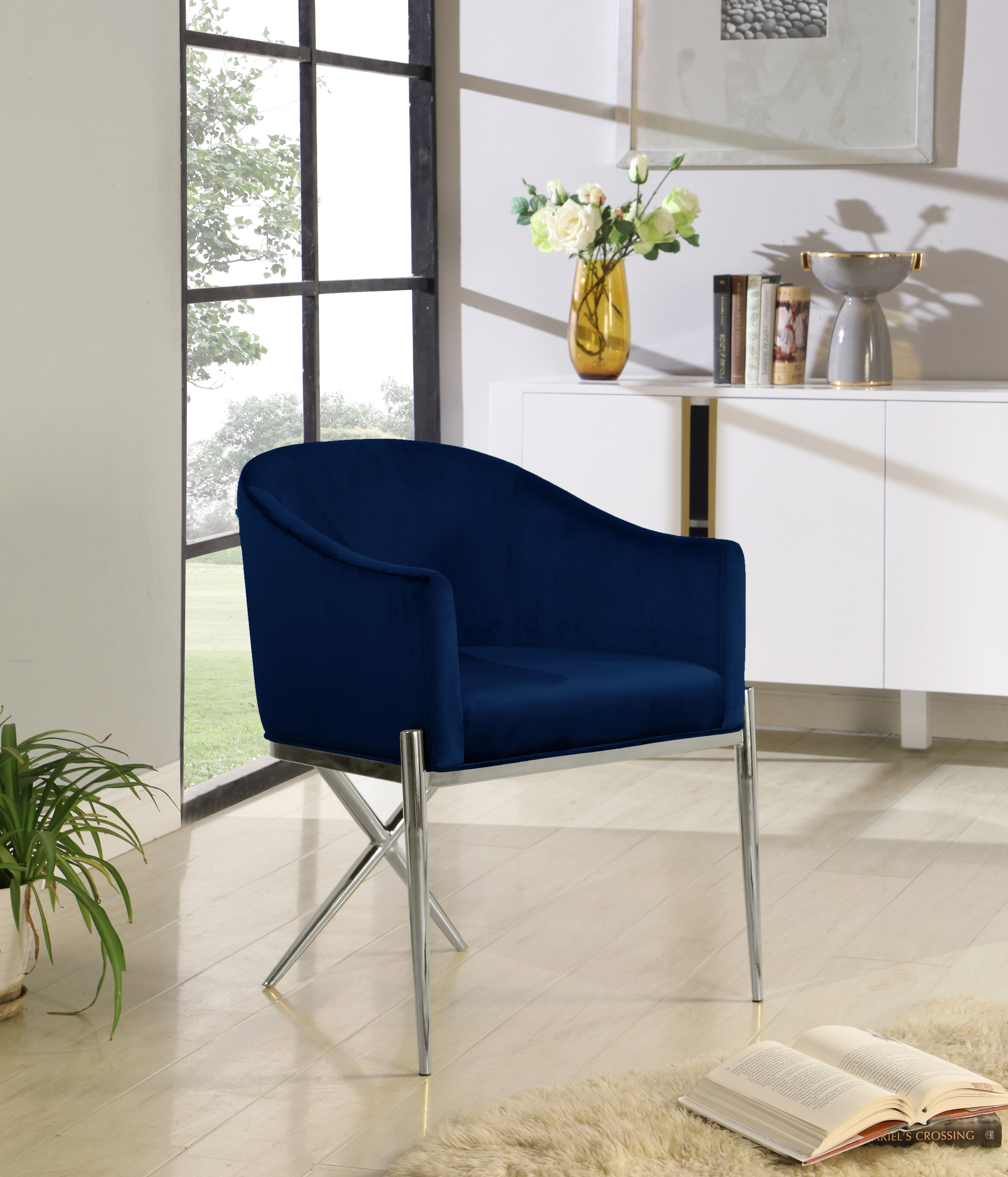 Xavier - Dining Chair - Navy- Fabric