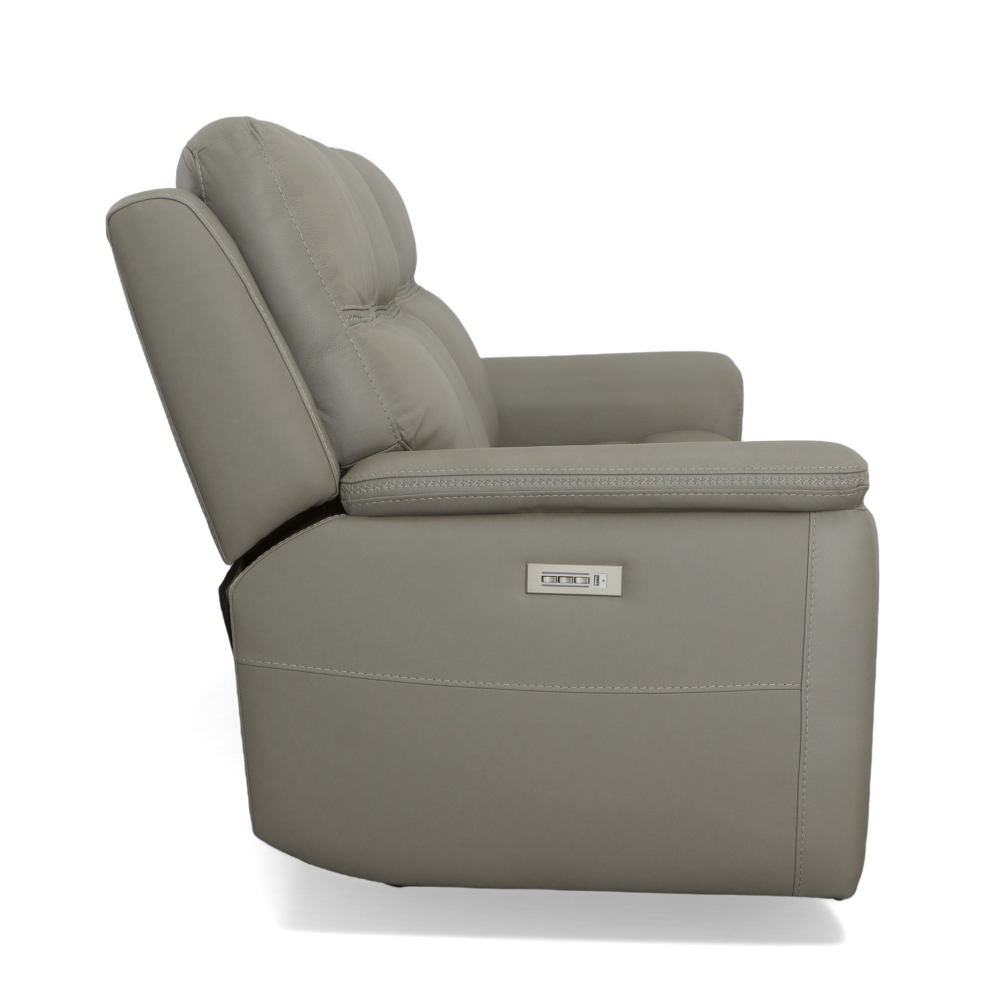 Sawyer - Power Reclining Sofa With Power Headrests & Lumbar - Gray, gray, view 4