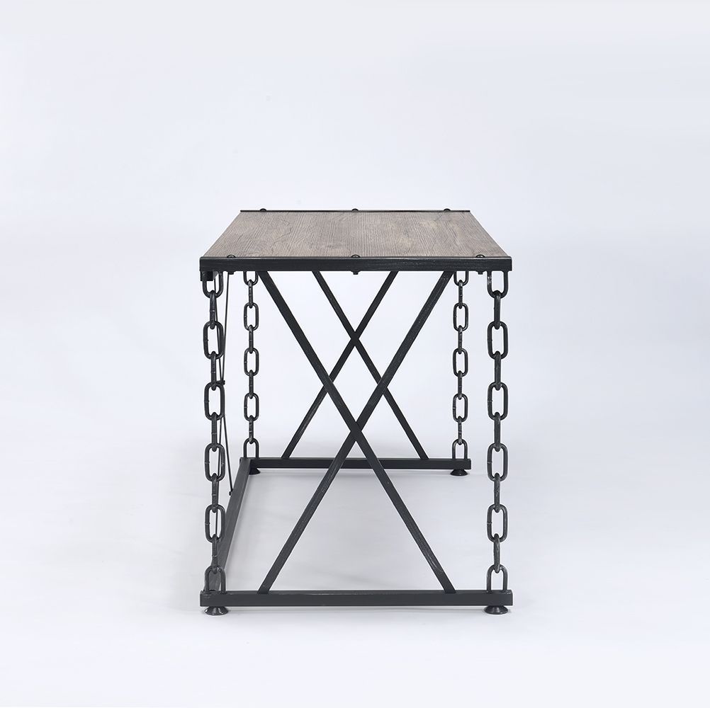 Jodie - Console Table (Same 92248) - Rustic Oak & Antique Black, black, view 3