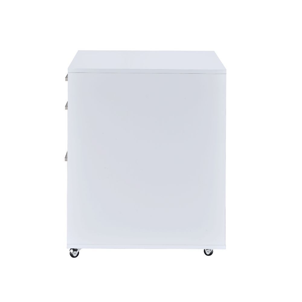 Coleen - File Cabinet - White High Gloss & Chrome, white, view 7