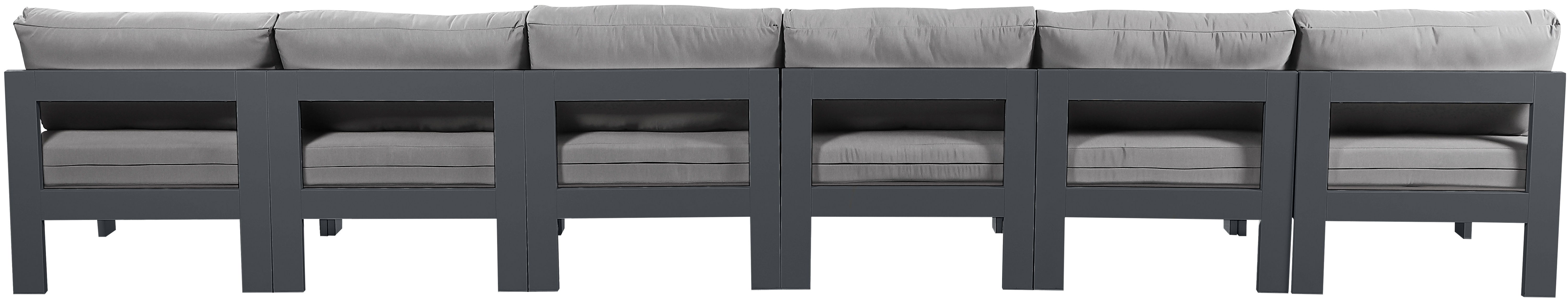 Nizuc - Outdoor Patio 6 Piece Armless Modular Sofa With Gray Frame - Gray