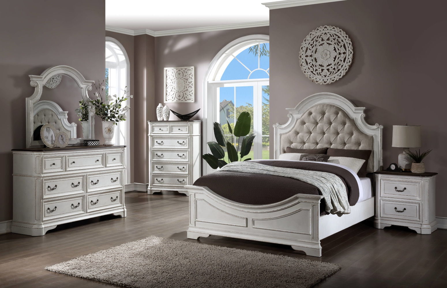 Florian - Mirror - Antique White, white, view 5