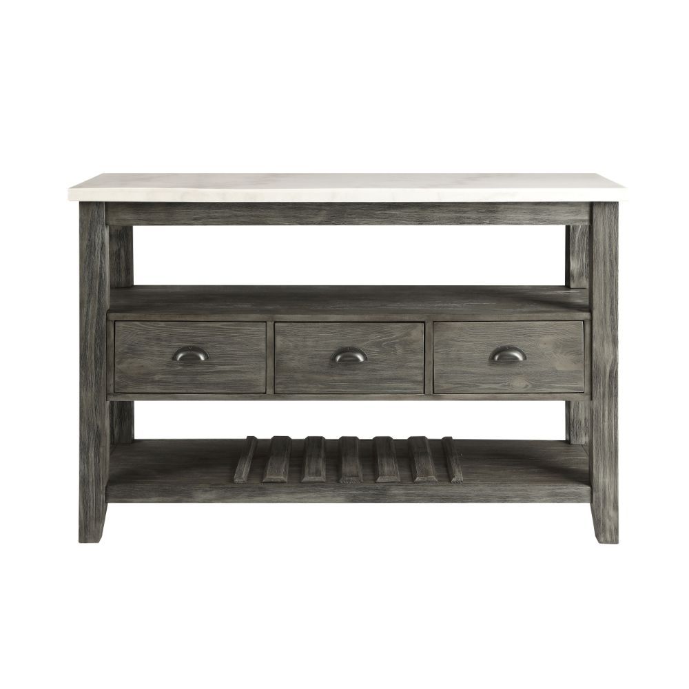 Merel - Server - White Marble Top & Gray Oak, dark gray, view 8