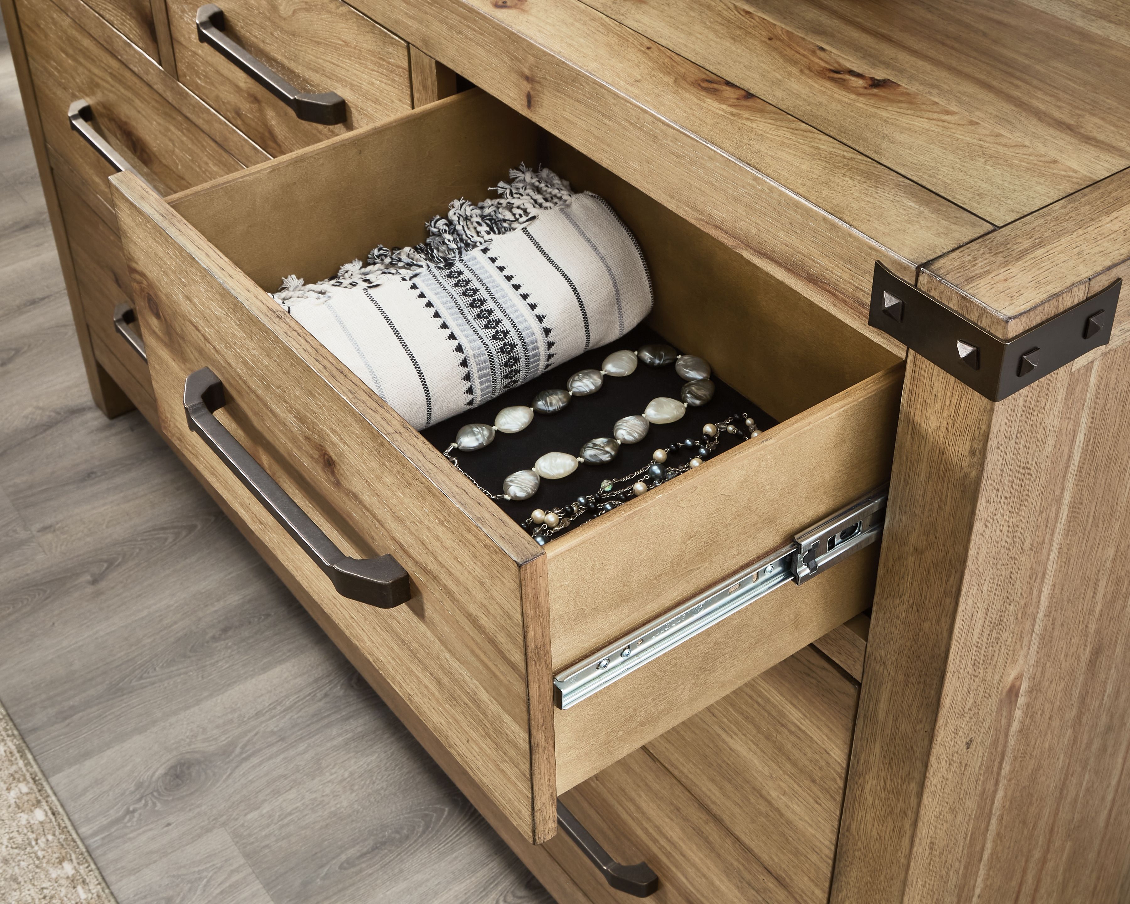 Ridgester - Dresser And Mirror - Light Brown