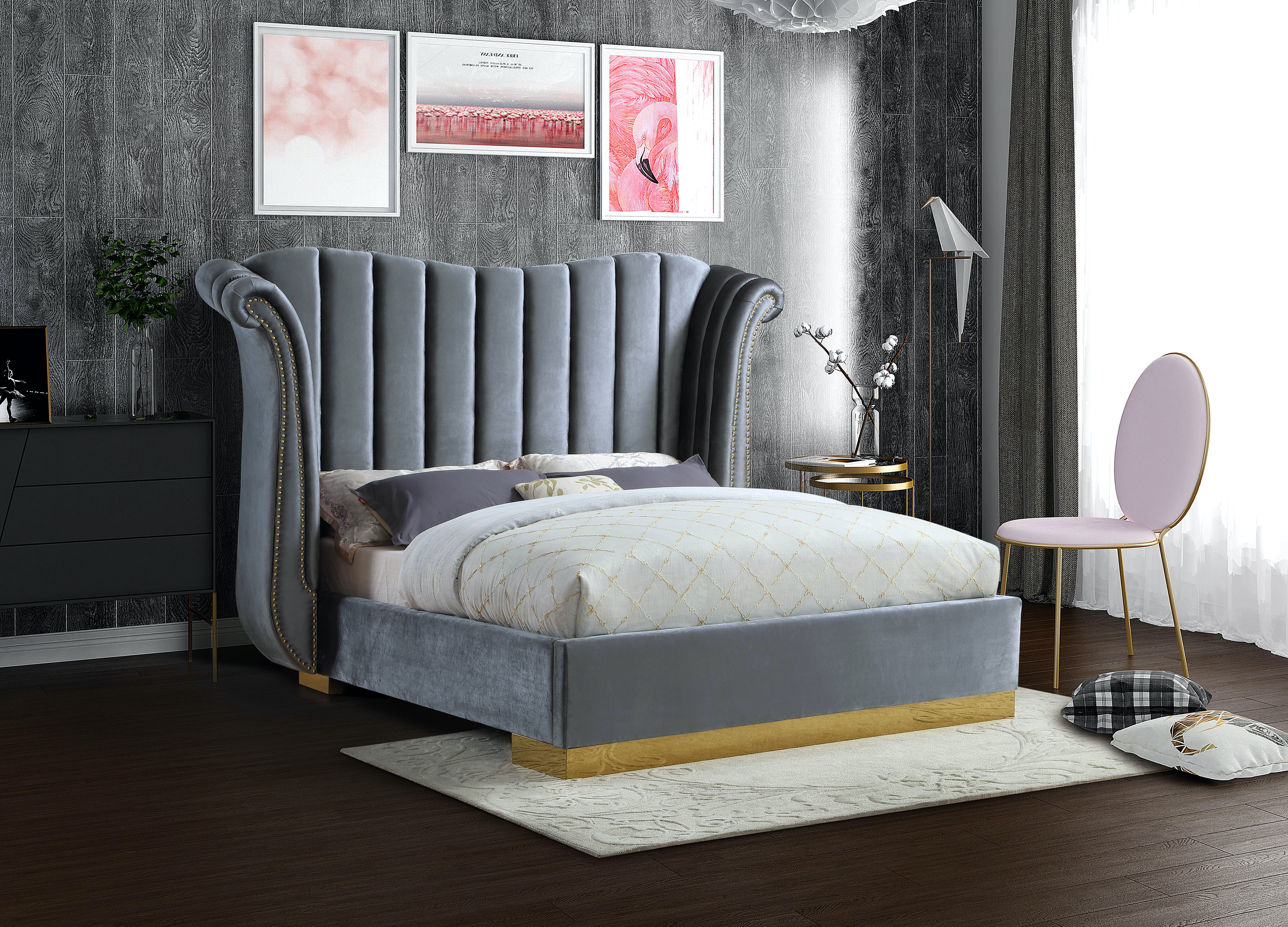 Flora - King Bed - Gray