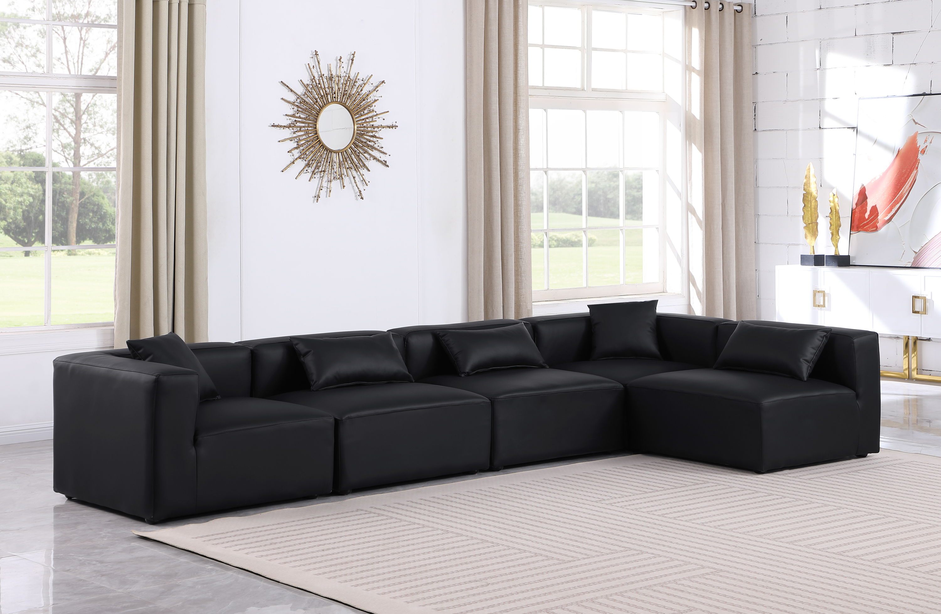 Cube - 5 Piece Modular Sectional - Black