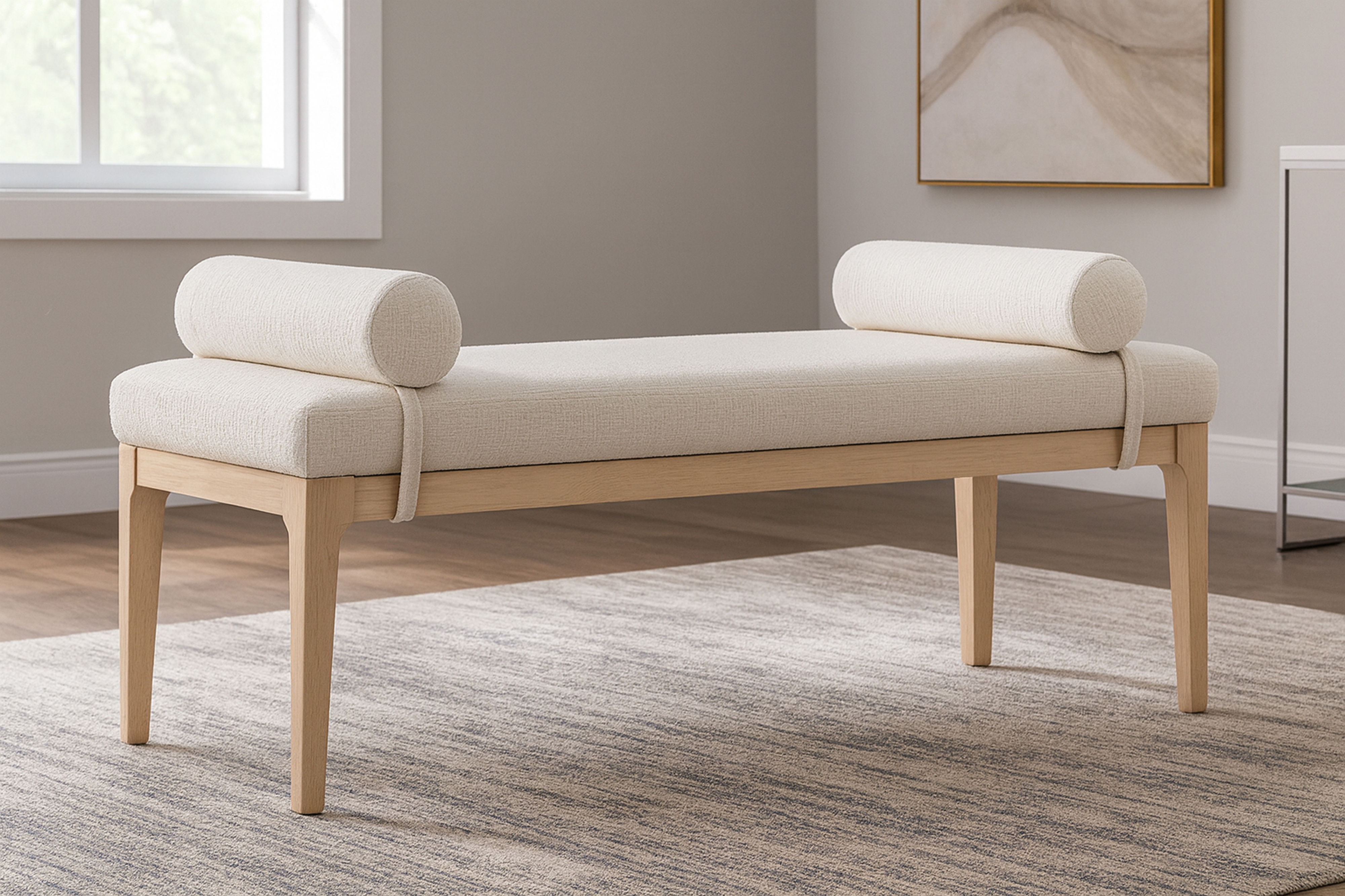 Priscilla - Fabric Bench - Cream