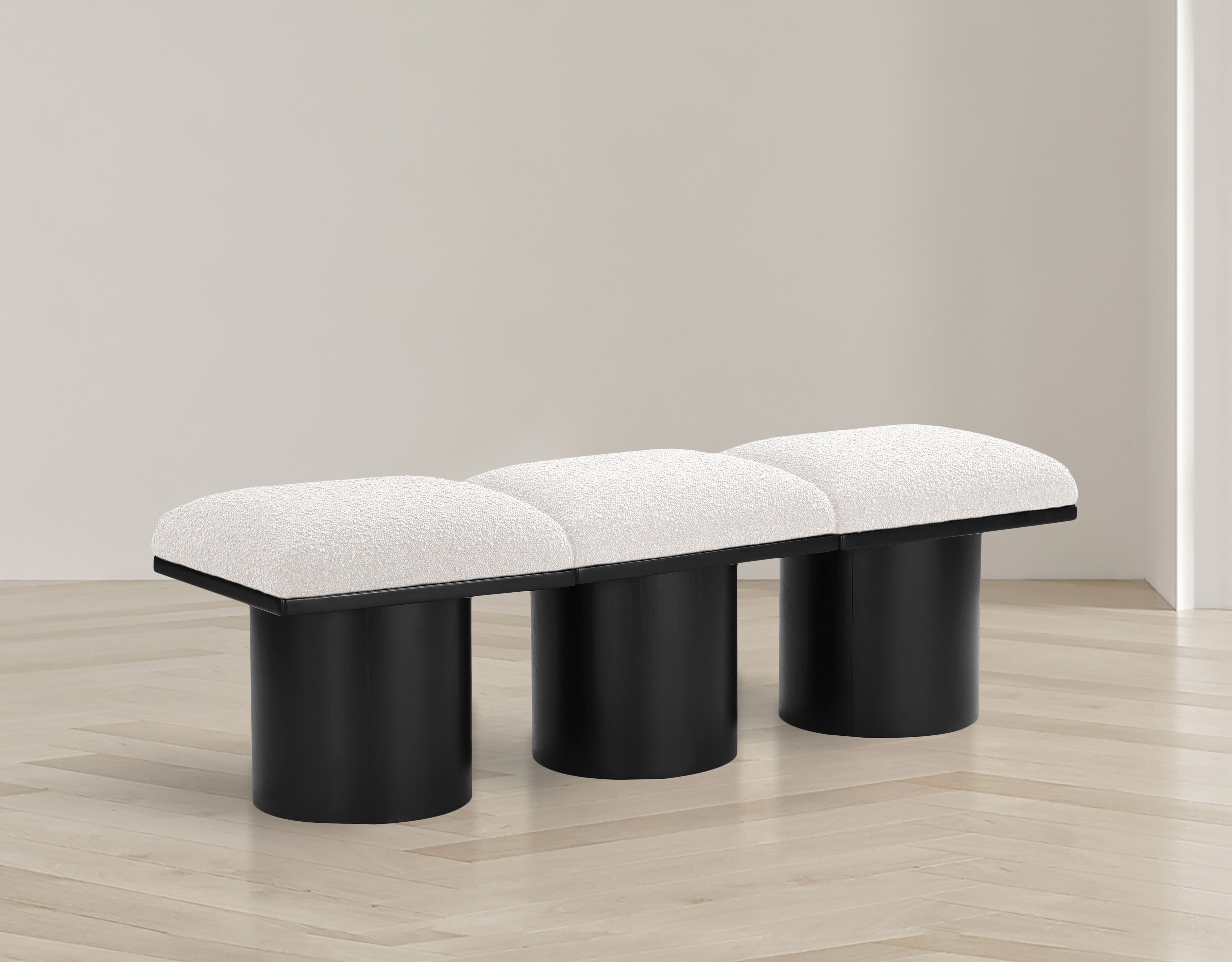 Pavilion - 54" 3 Piece Modular Bench With Black Base - Cream