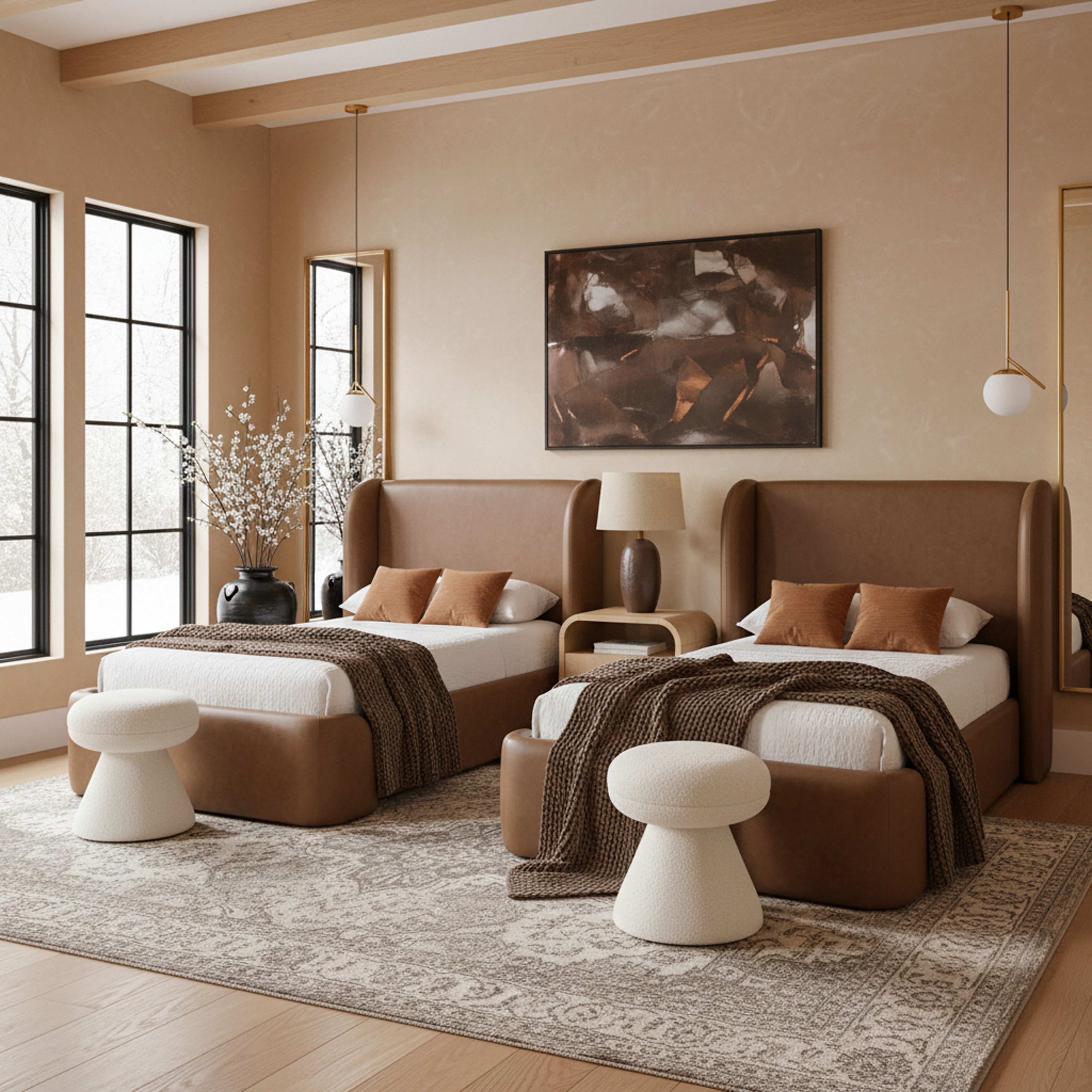 Warby - Vegan Leather Upholstered Twin Bed - Brown
