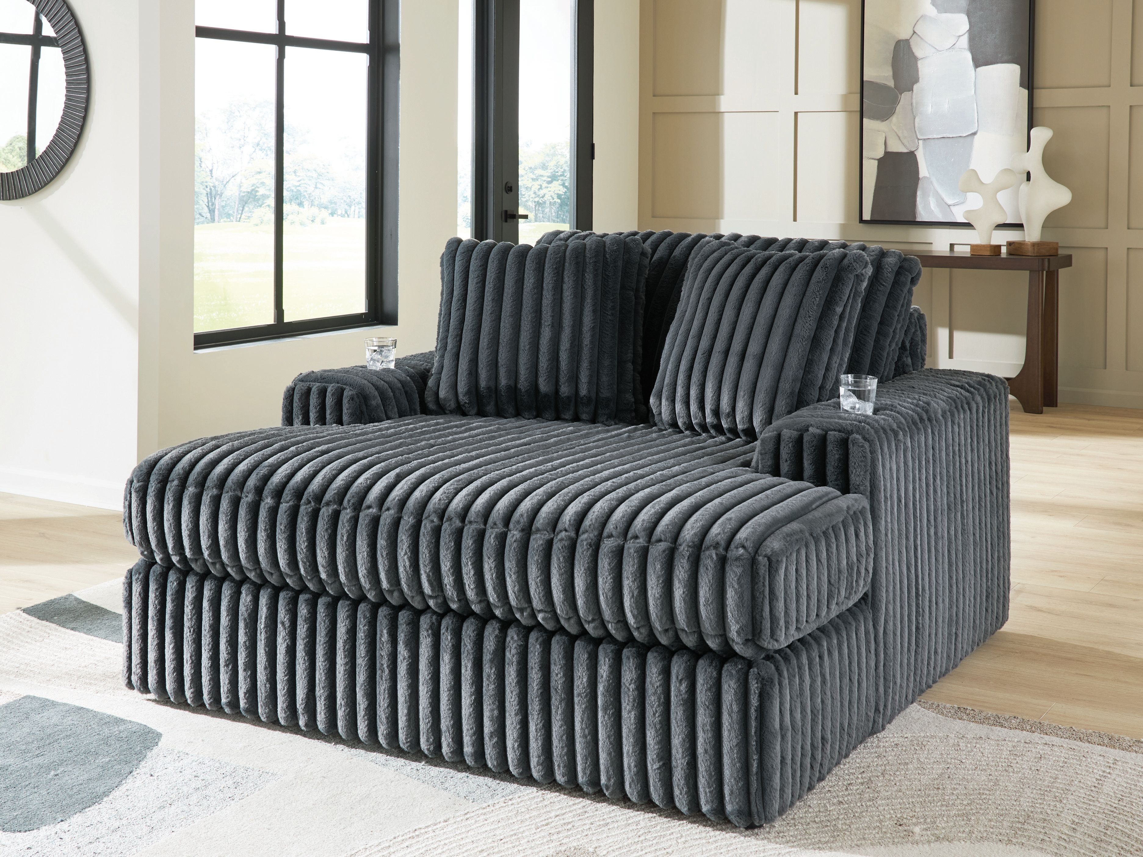 Ashley Furniture Midnight-Madness - Oversized Chaise - Gunmetal - Image 2