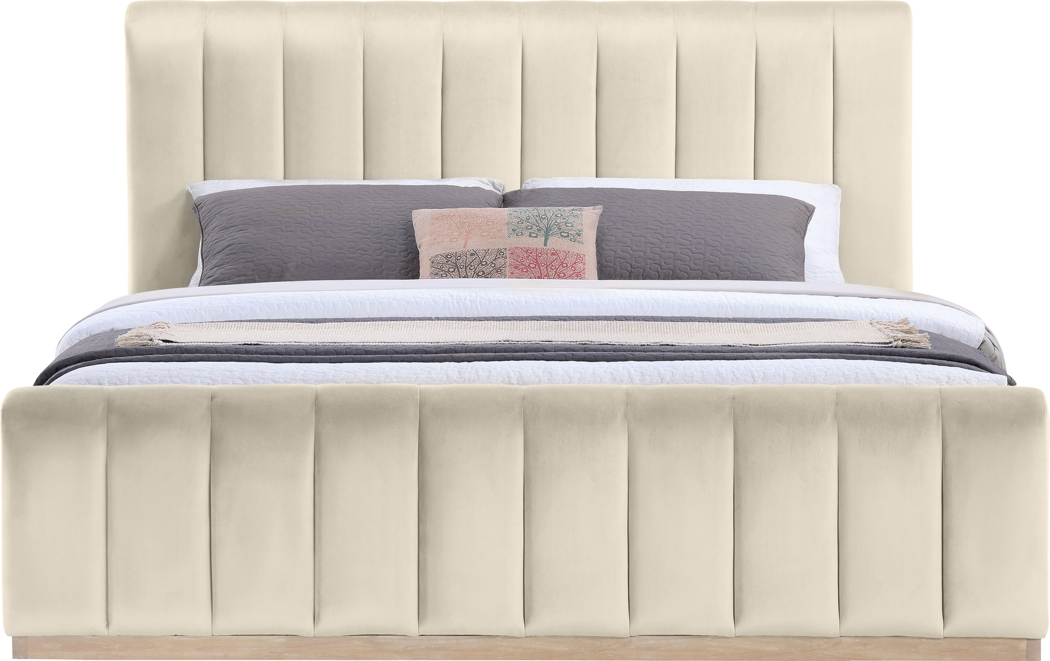 Amara - Velvet King Bed - Cream