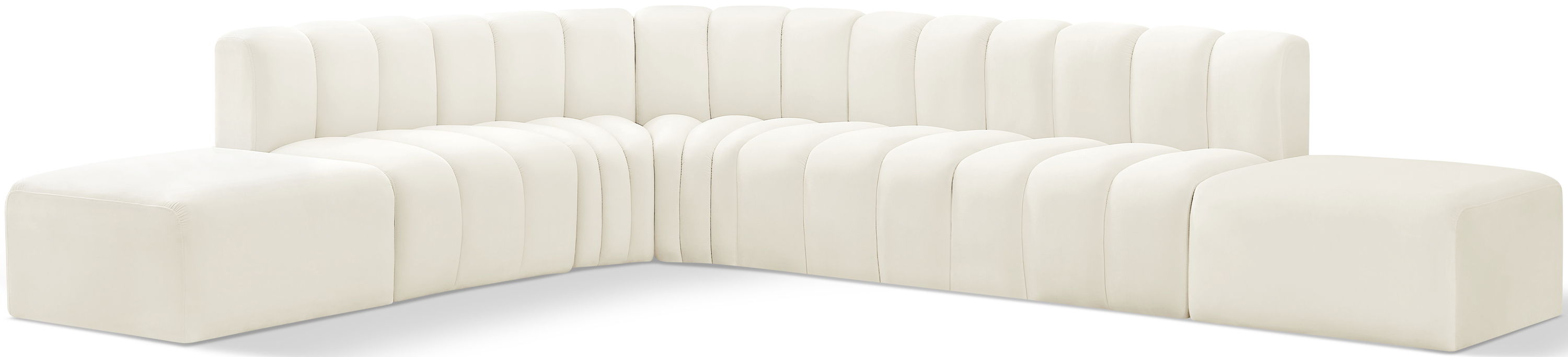Arc - Velvet 7 Piece Corner Modular Sofa - Cream