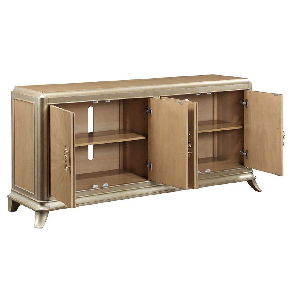Dodie - Console Cabinet - Natural Oak Sunburst Pattern & Taupe Champaign, beige, view 3