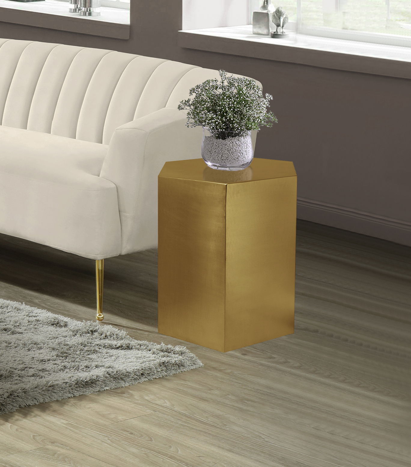 Hexagon - End Table - Gold