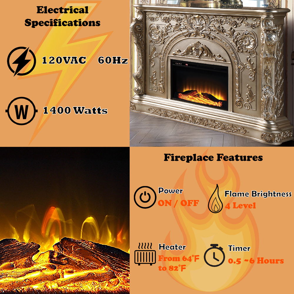 Danae - Fireplace - Antique Silver, silver, view 7