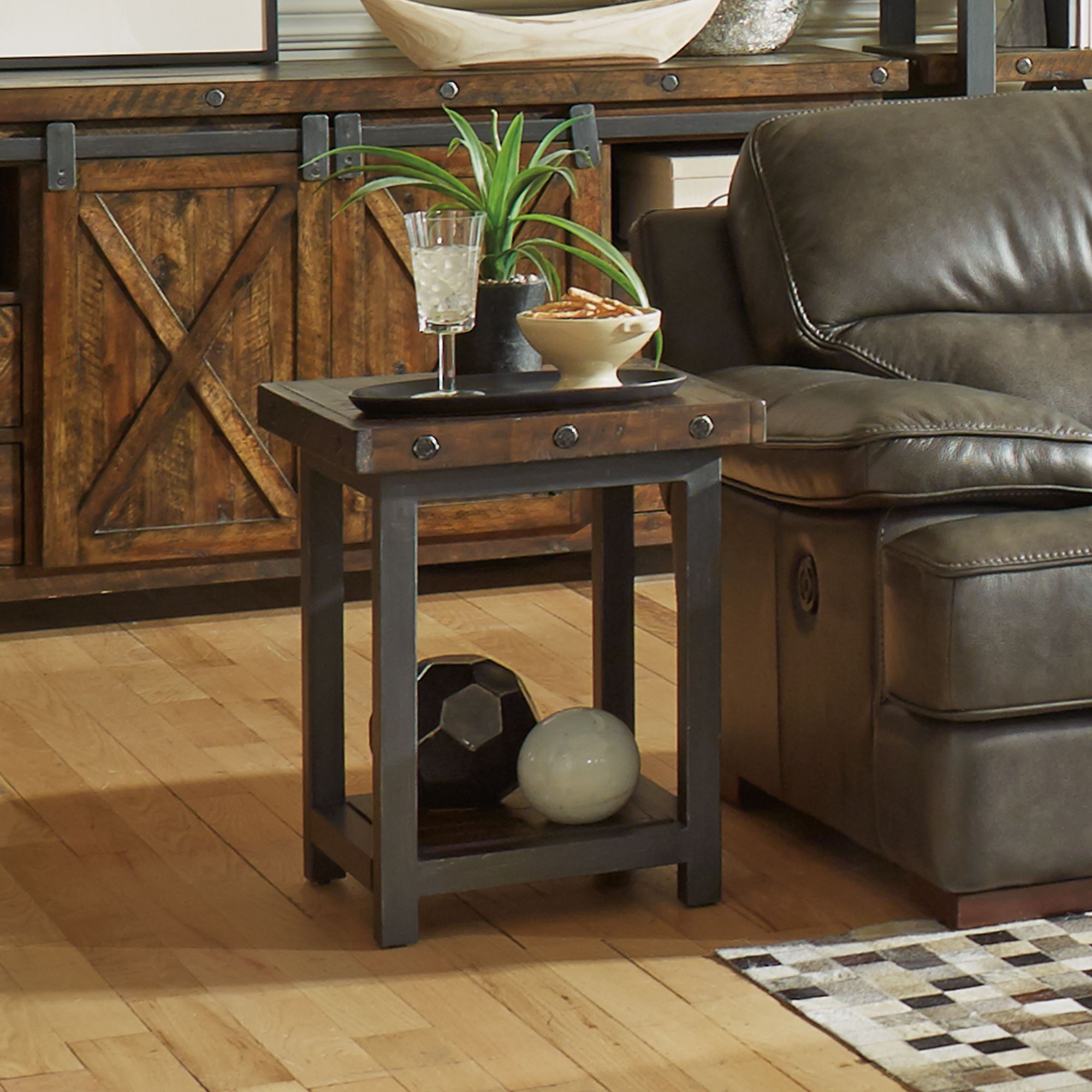 Carpenter - Chairside Table - Dark Brown, dark brown
