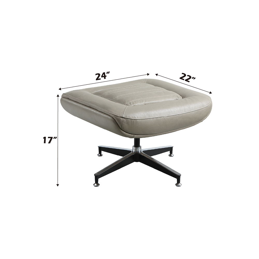 Piran - Ottoman - Twilight Top Grain Leather, gray, view 4