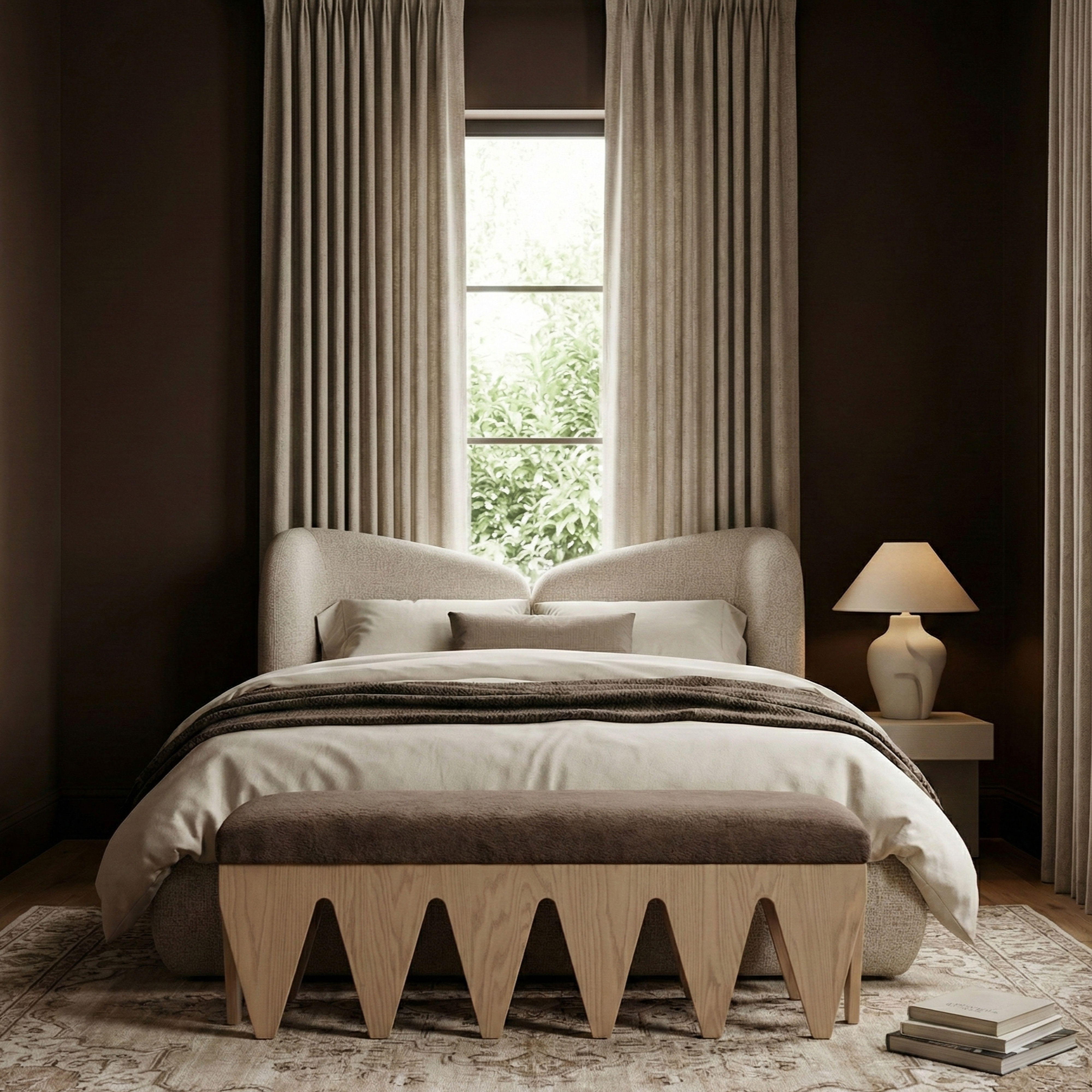 Altair - Bench With Natural Base - Brown