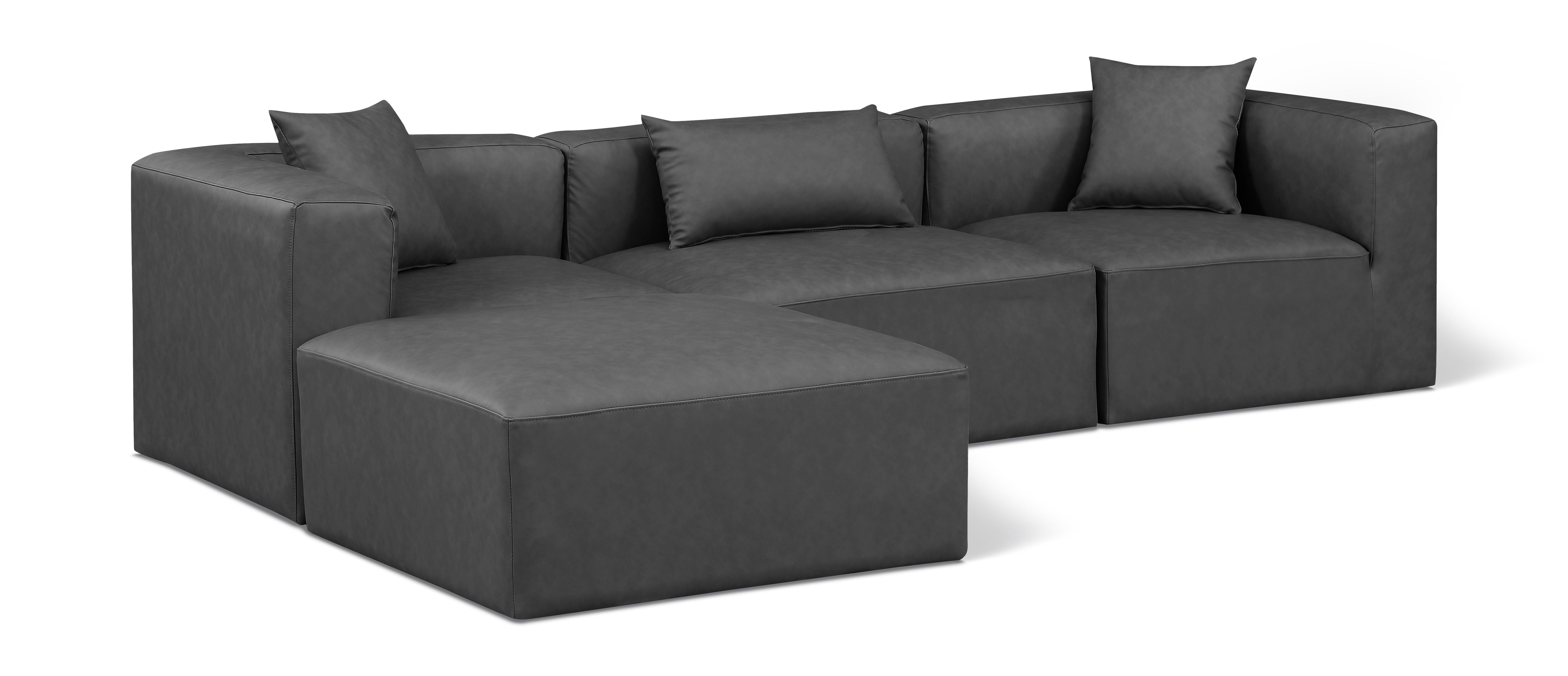 Cube - 4 Piece Modular Sectional With Chaise - Charcoal Gray