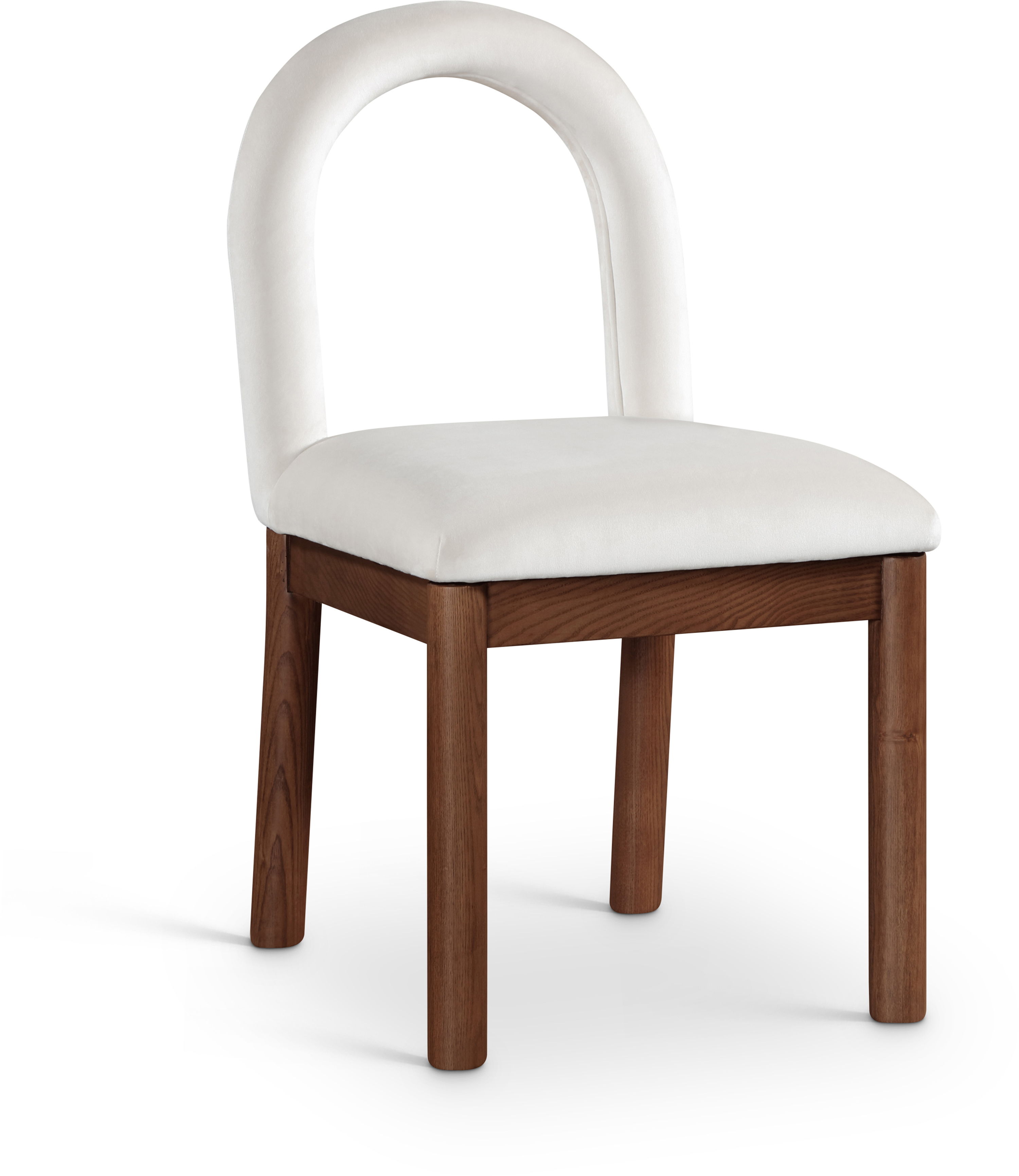 Conrad - Velvet Dining Chair With Brown Legs - White