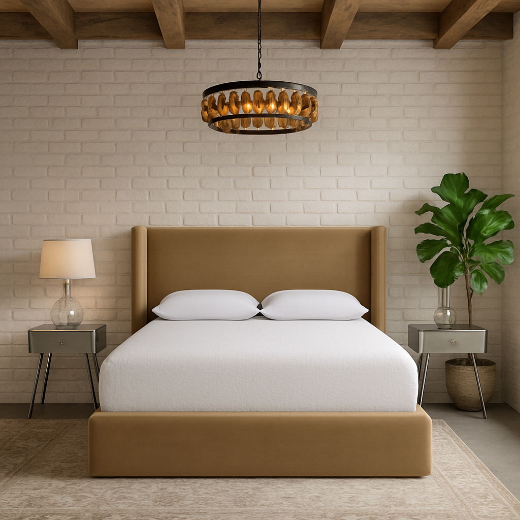 Kendall - Velvet Upholstered Full Bed - Beige