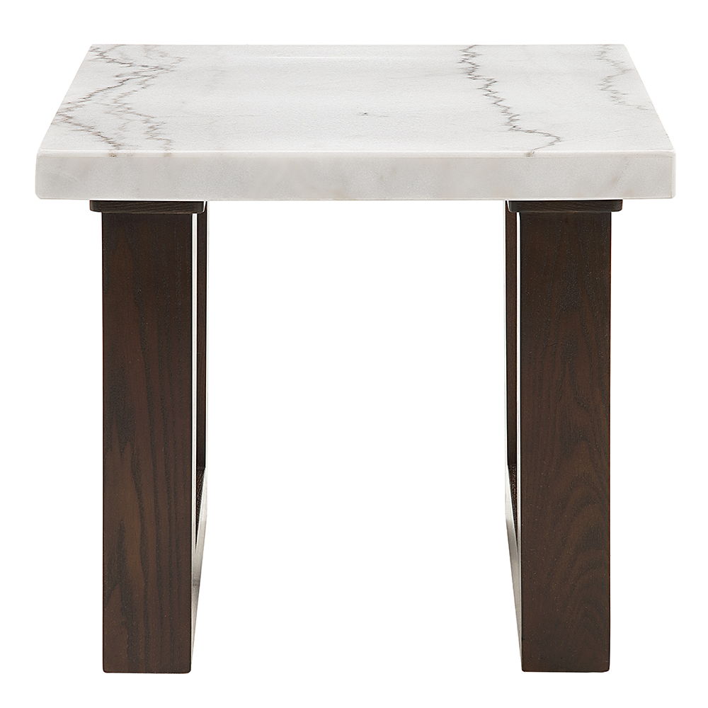 Edwyn - End Table With Marble Top - White Natural Marble Top & Brown, white, view 5