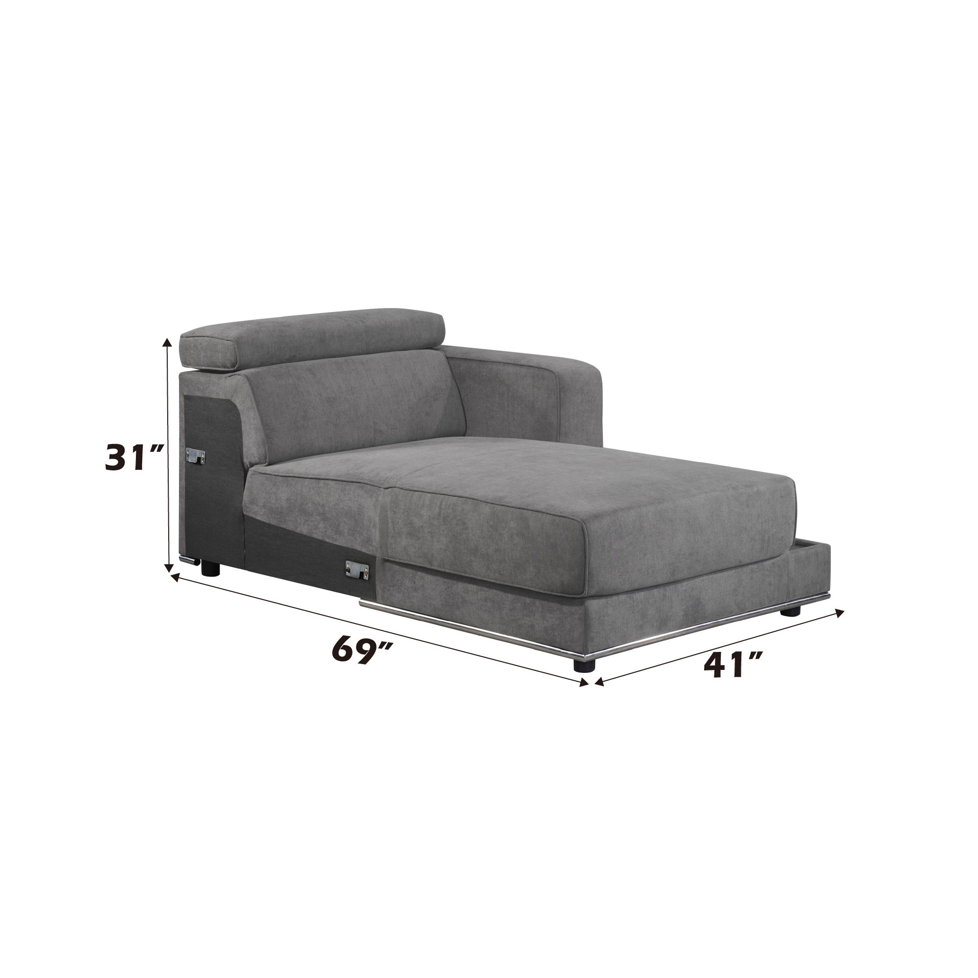 Alwin - Modular Rf Chaise - Dark Gray Fabric, dark gray, view 4