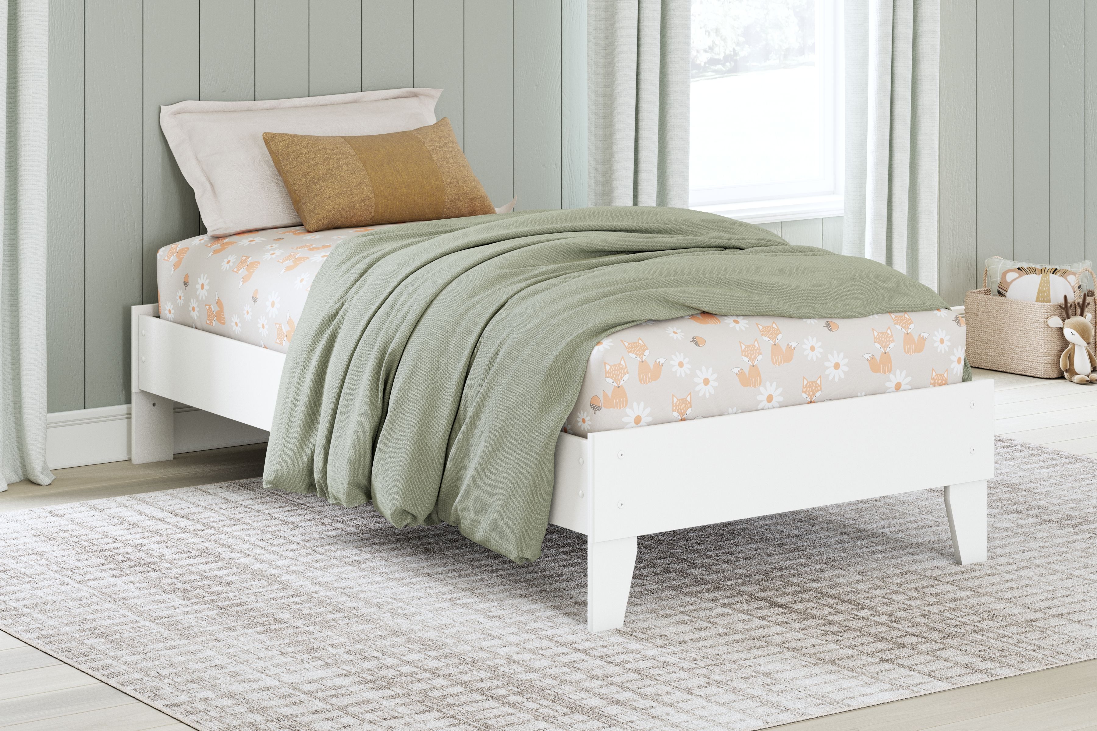 Hallityn - Twin Platform Bed - White