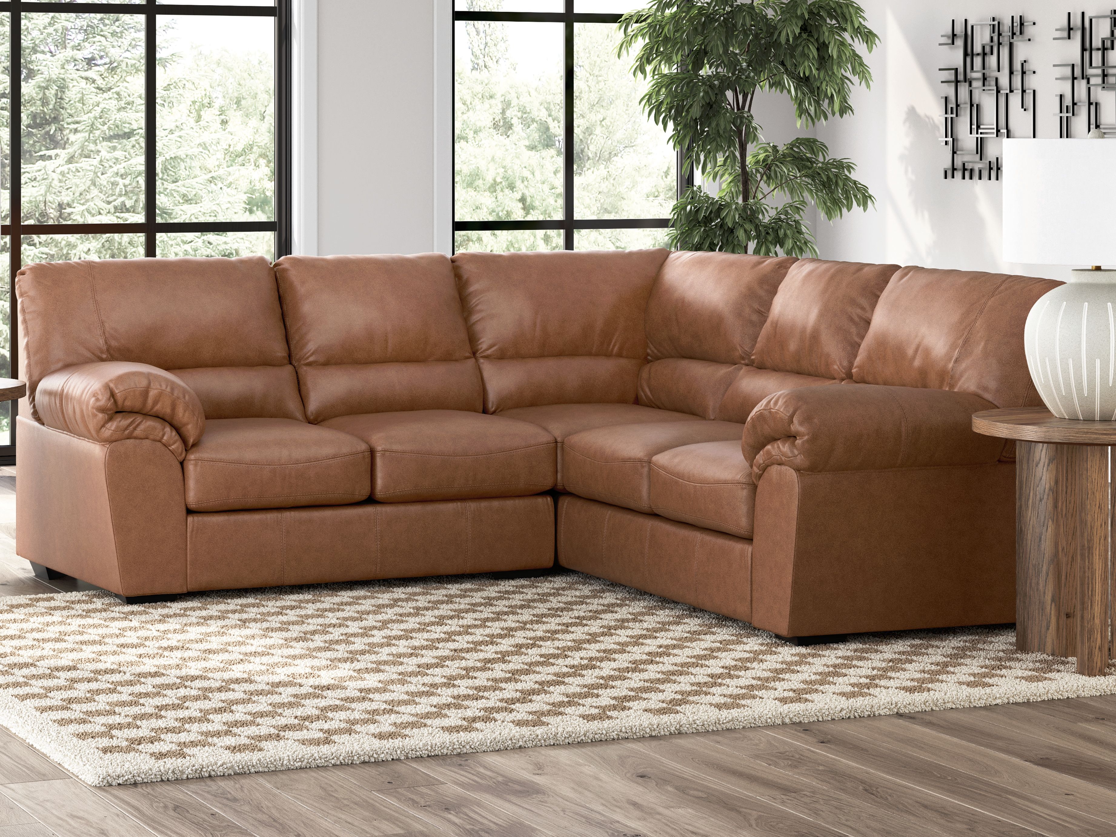 Ashley Furniture WillowBend - 2-Piece Sectional With RAF Sofa With Corner Wedge - Caramel - Image 4