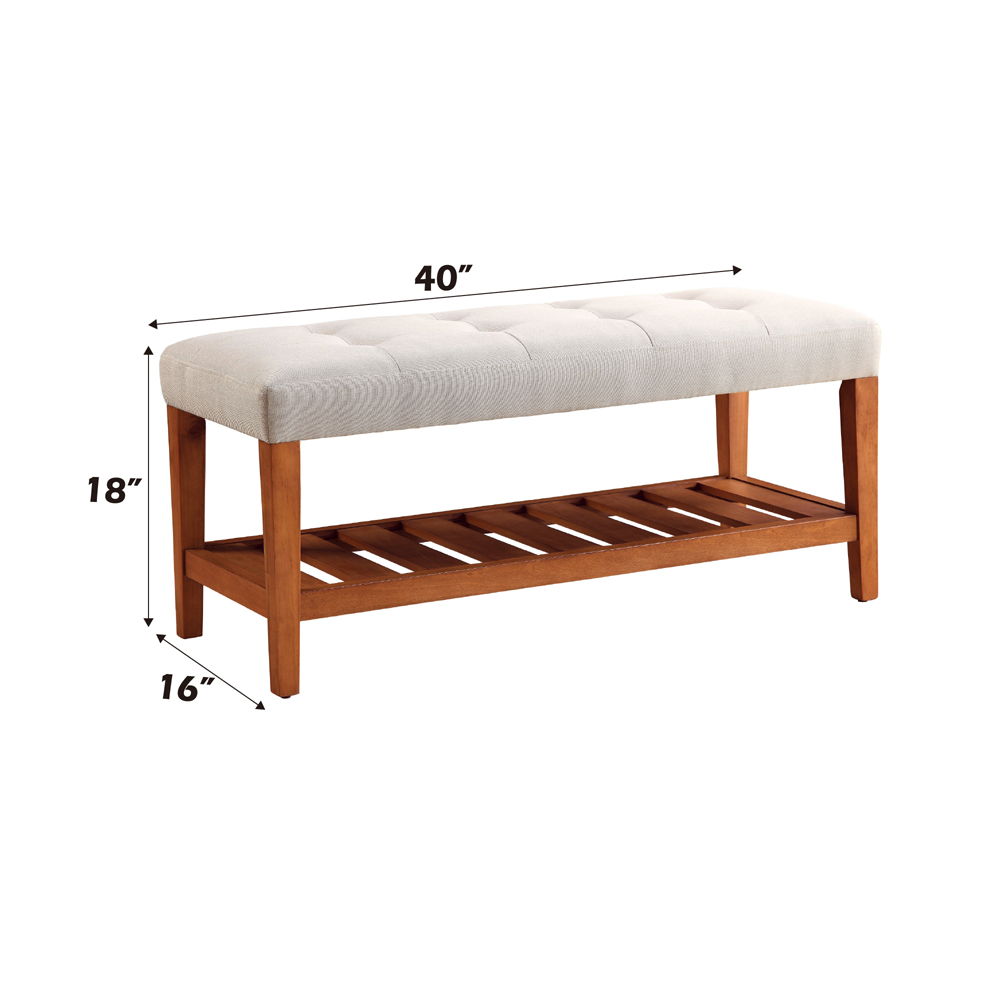 Charla - Bench - Light Gray Fabric & Oak, light gray, view 5