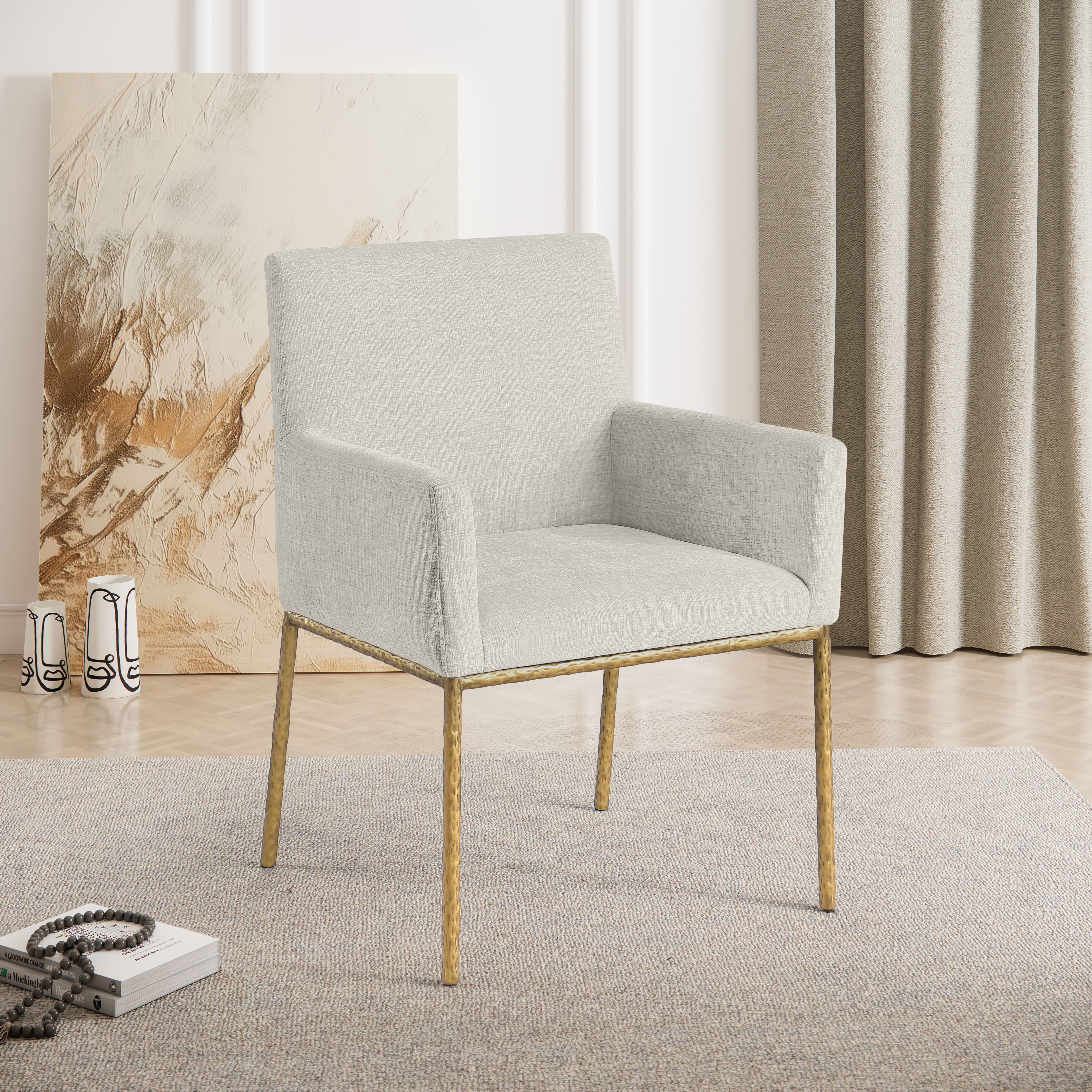 Reeves - Dining Chair With Gold Legs (Set of 2) - Cream