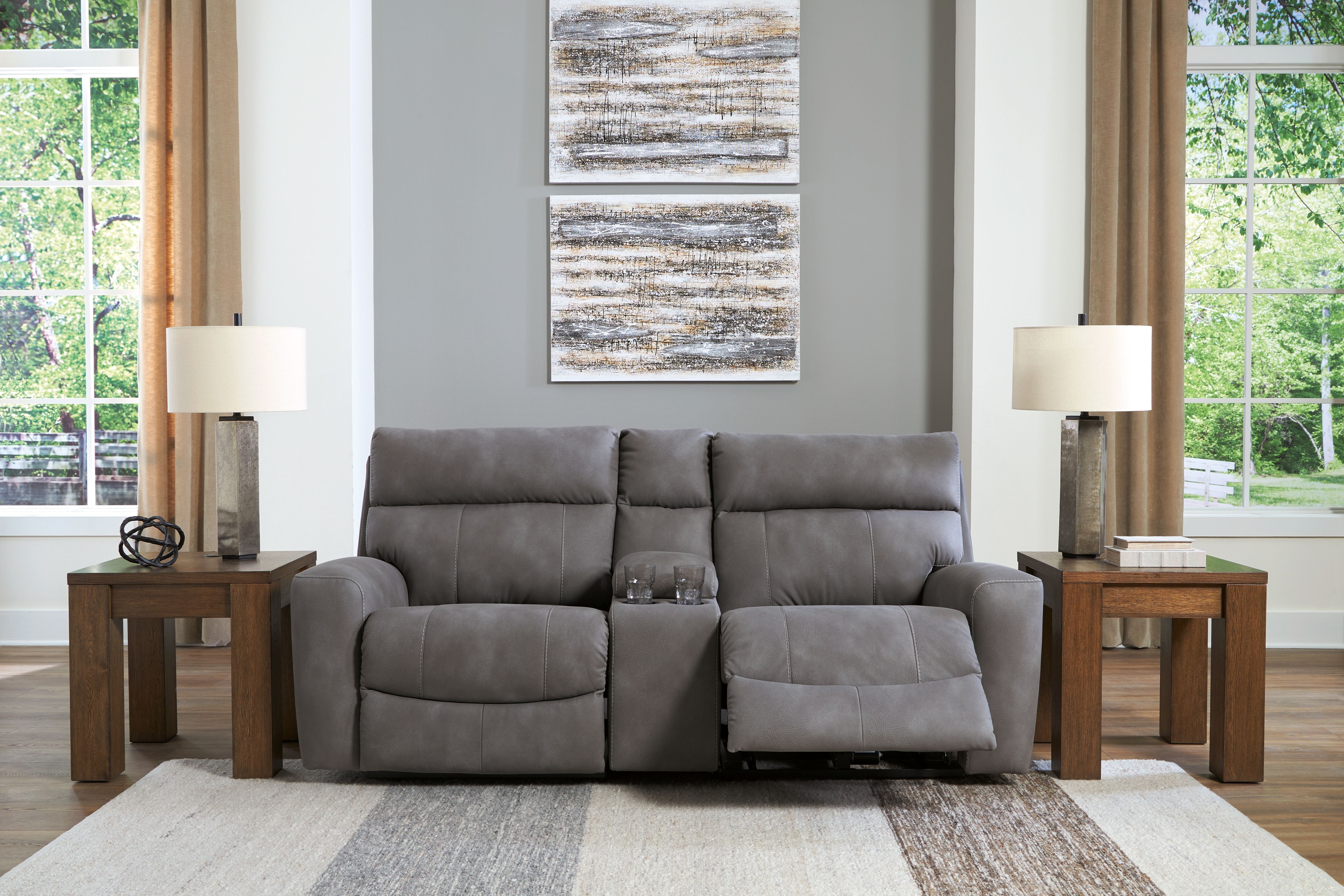 Ashley Furniture Next-Gen Durapella - 3-Piece Power Reclining Sectional Loveseat With Console - Slate - Image 8