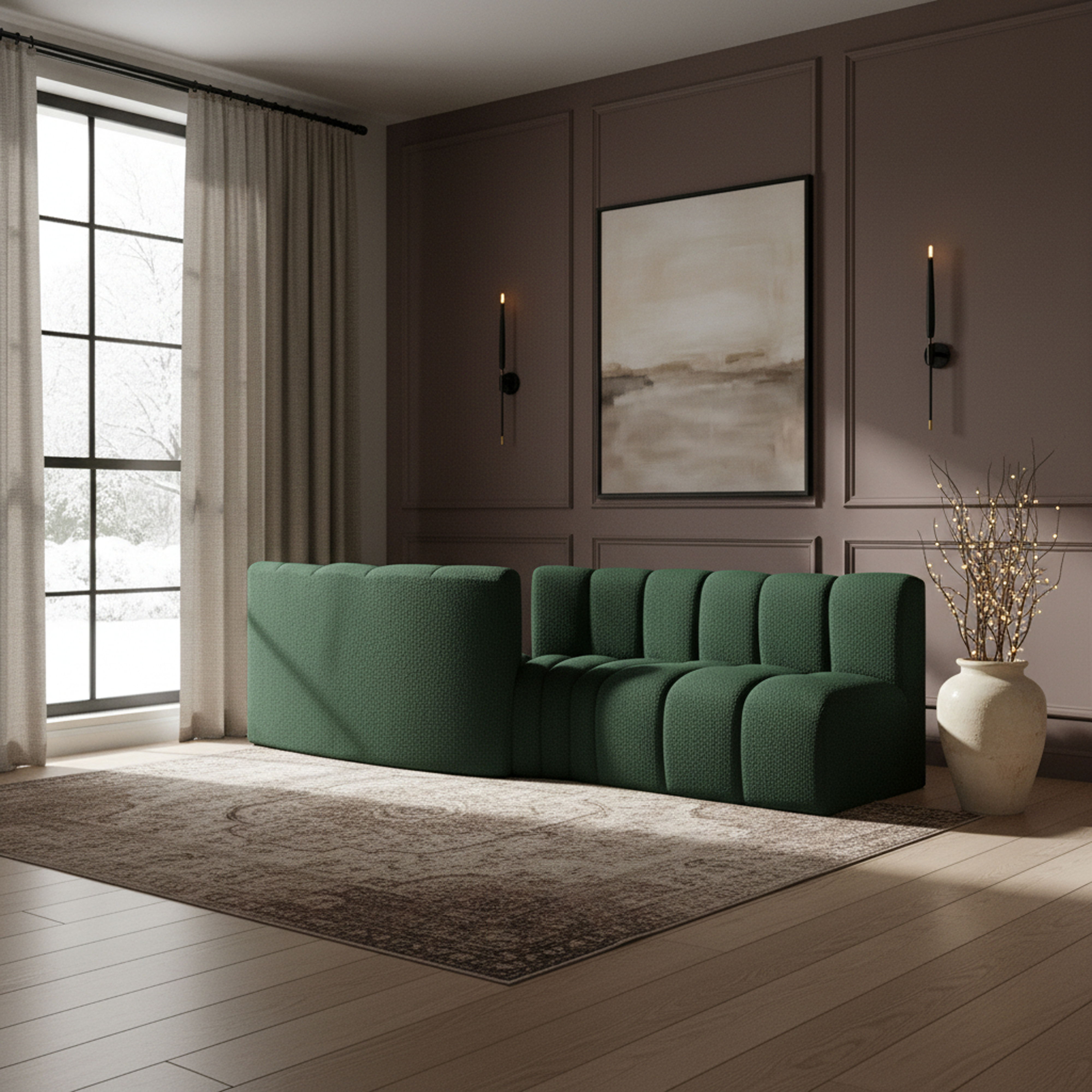 Arc - Boucle Fabric 4 Piece Sofa - Green