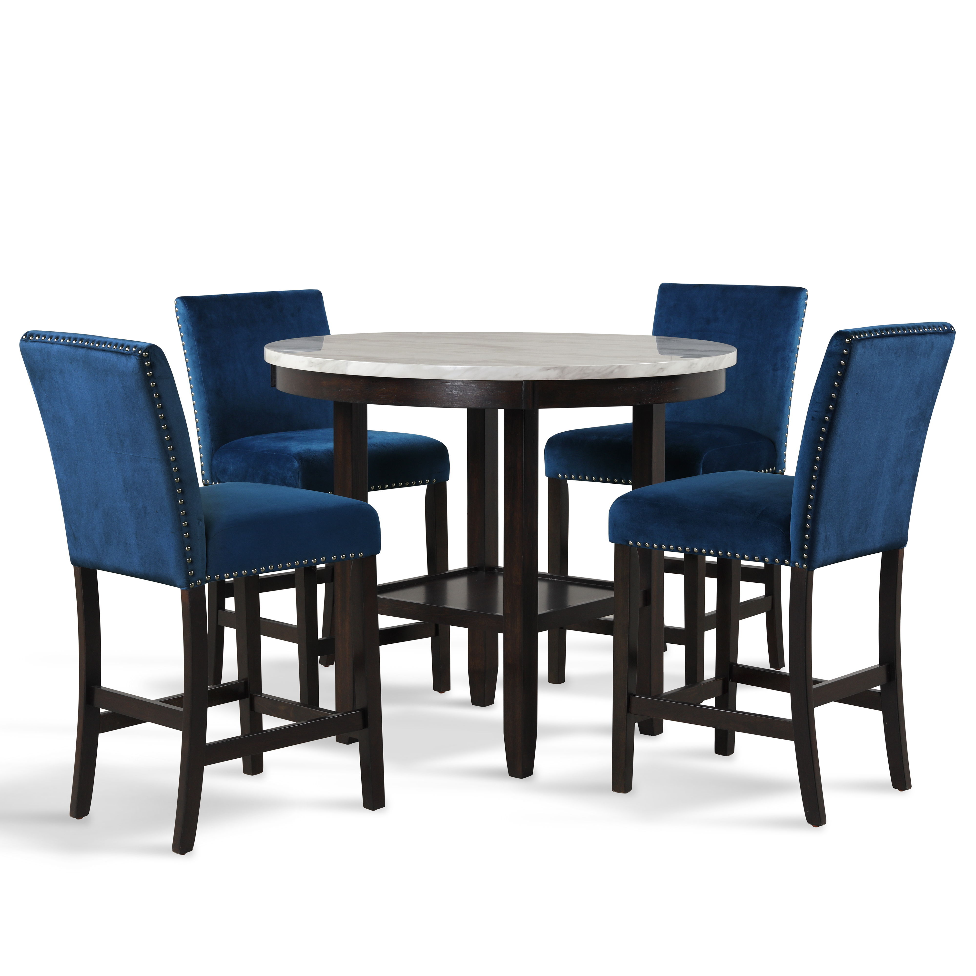 Celeste - Round Counter Table & 4 Chairs - Blue