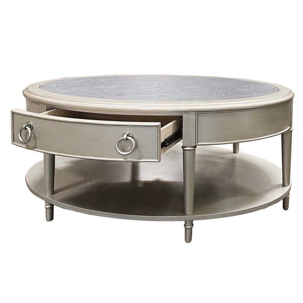 Kasa - Coffee Table - Sintered Stone Top & Champagne, white, view 3