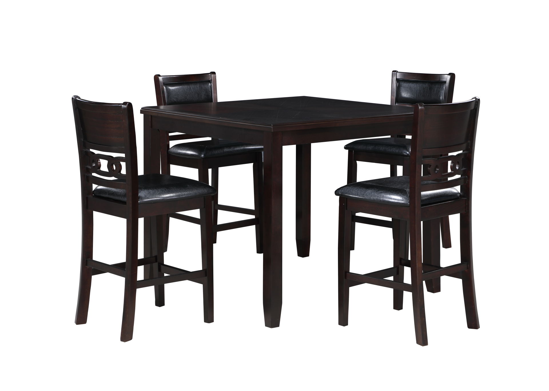 Gia - 5 Piece Square Counter Dining Set (Table & 4 Chairs) - Black