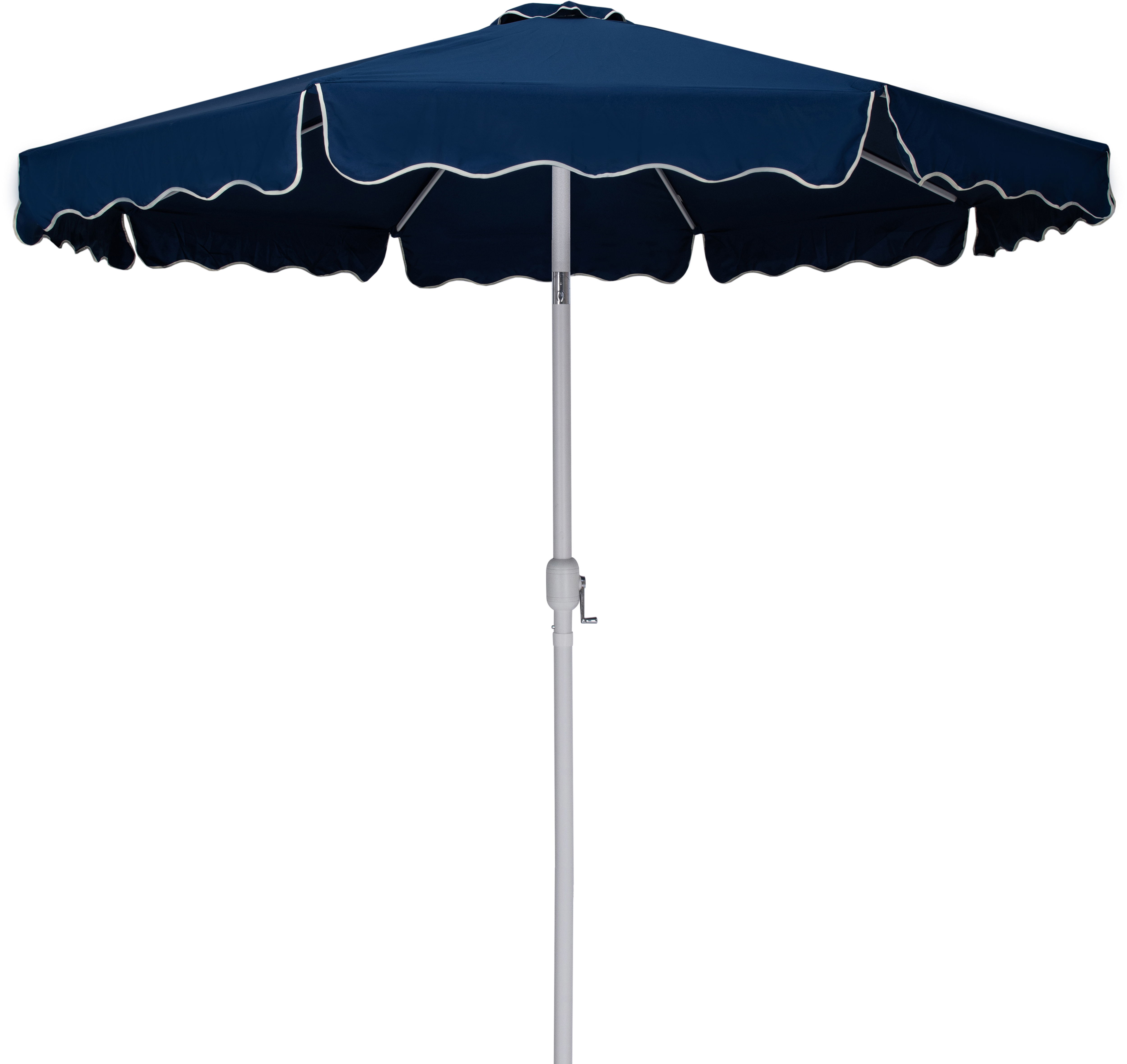 Amalfi - Fabric With Cream Piping Aluminum Patio Umbrella With White Base / White Pole - Navy
