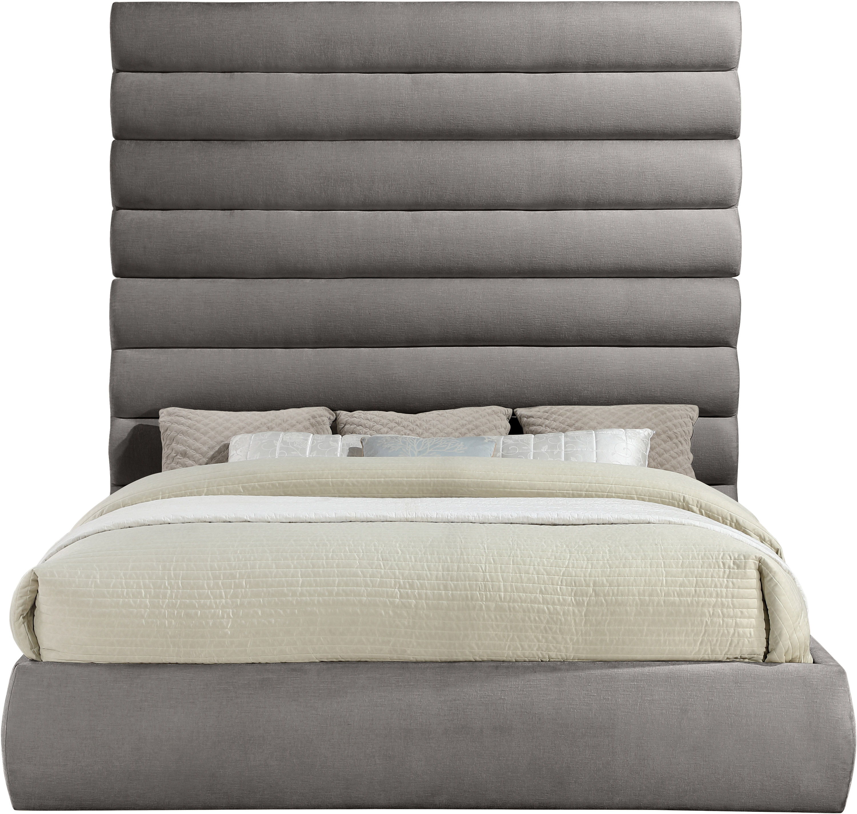 Adam - Chenille Fabric King Bed With 89" Headboard - Gray